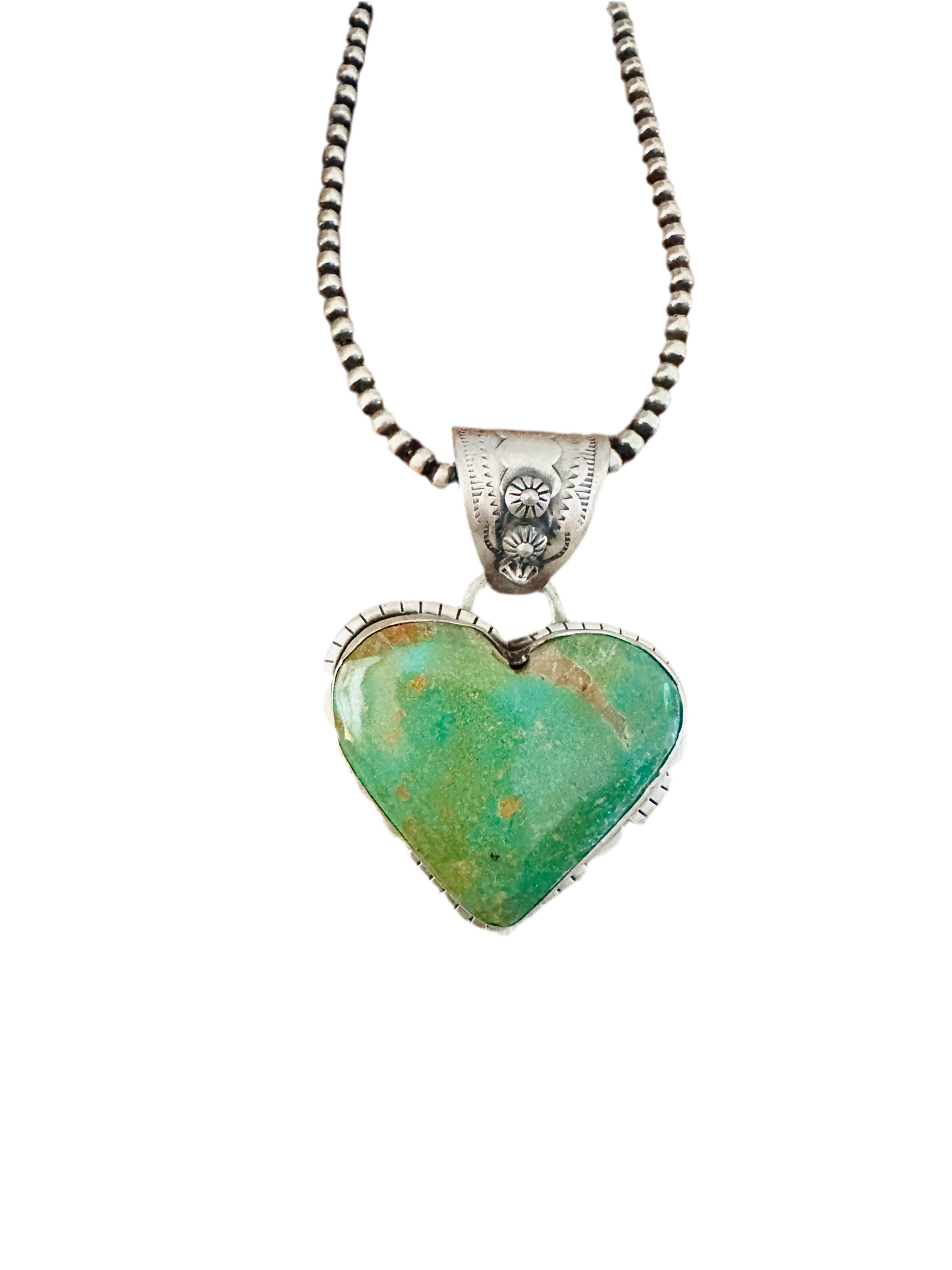 Handmade Turquoise & Sterling Silver Heart Pendant