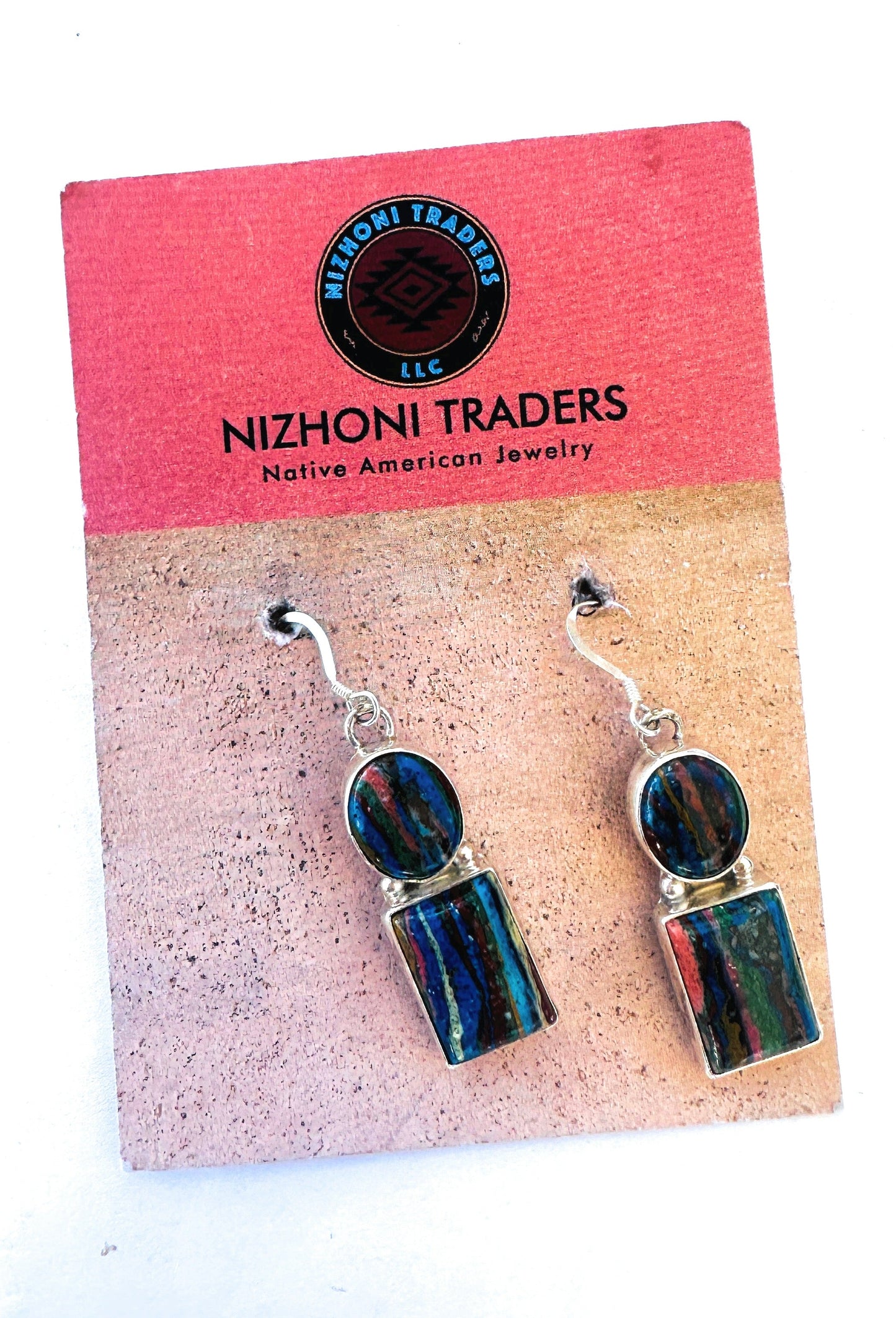 Handcrafted Rainbow Calsilica & Sterling Silver Dangle Earrings