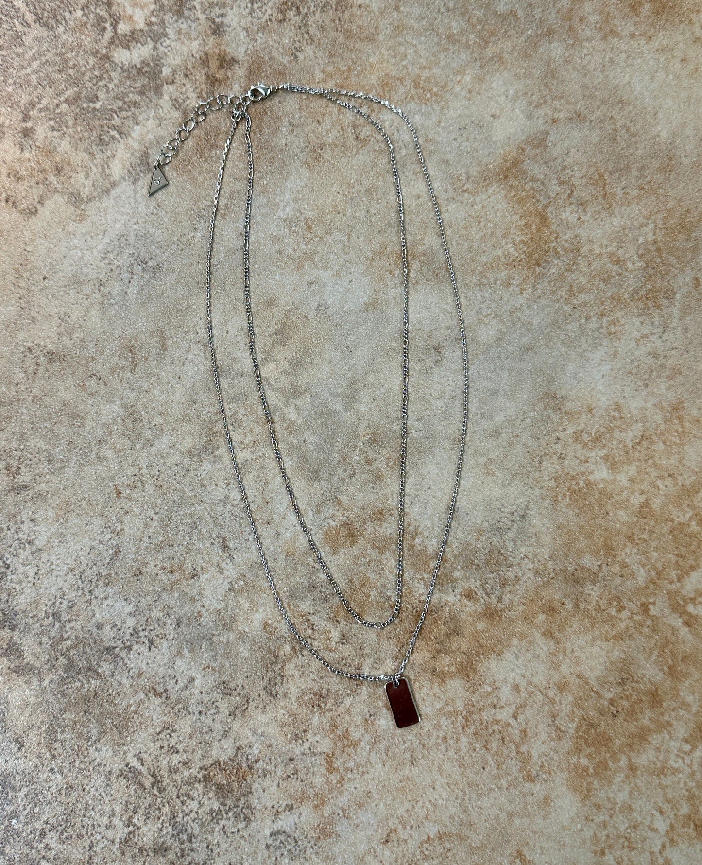Initial Tag Layered Chain “L” Necklace