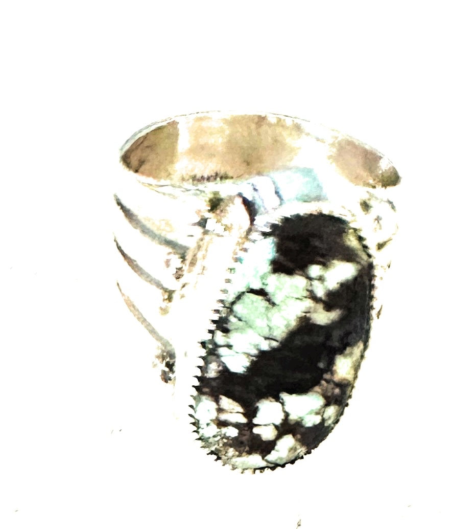 Handcrafted Variscite & Sterling Silver Ring Size 6.5