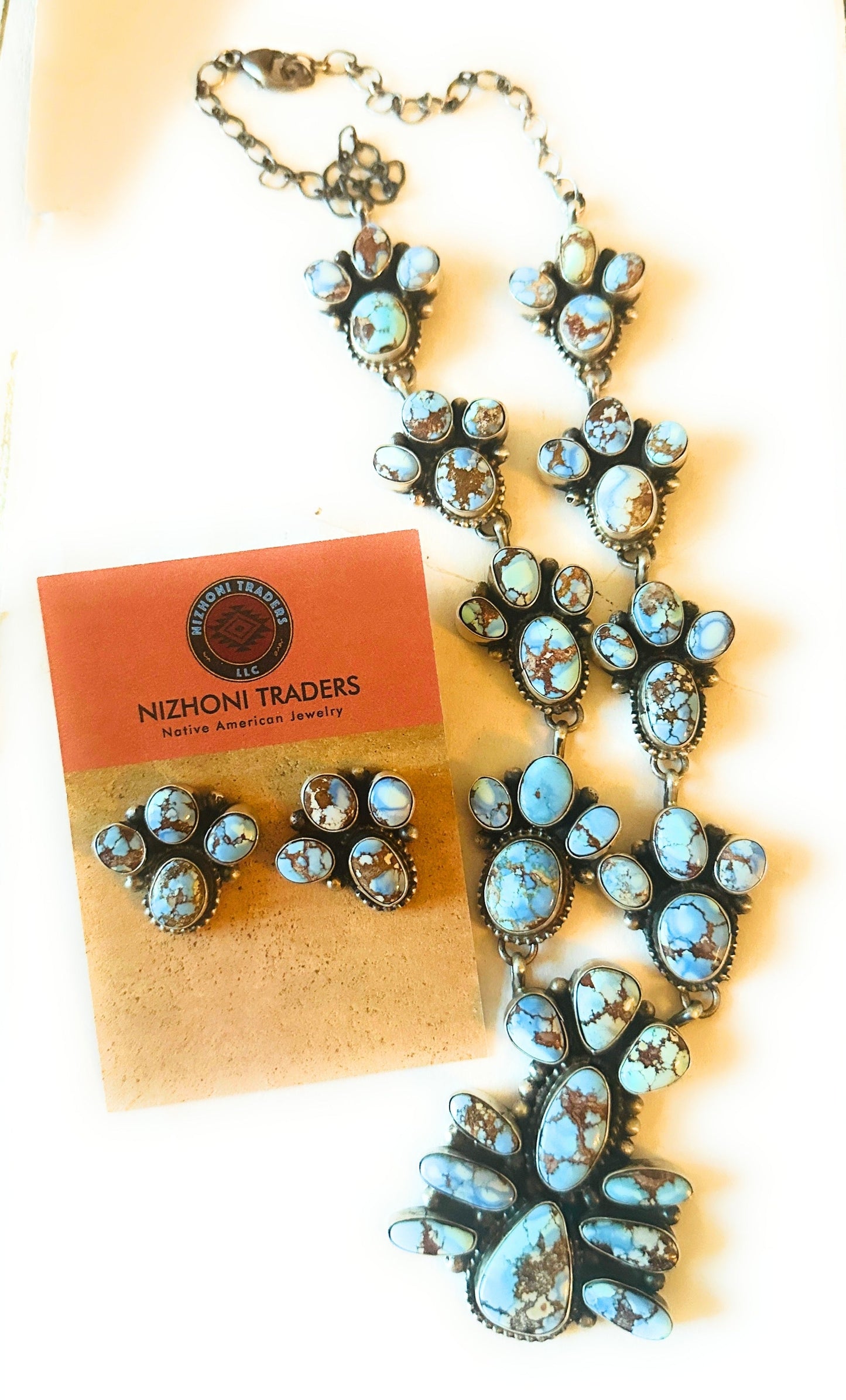 Handcrafted Golden Hills Turquoise & Sterling Silver Necklace Set