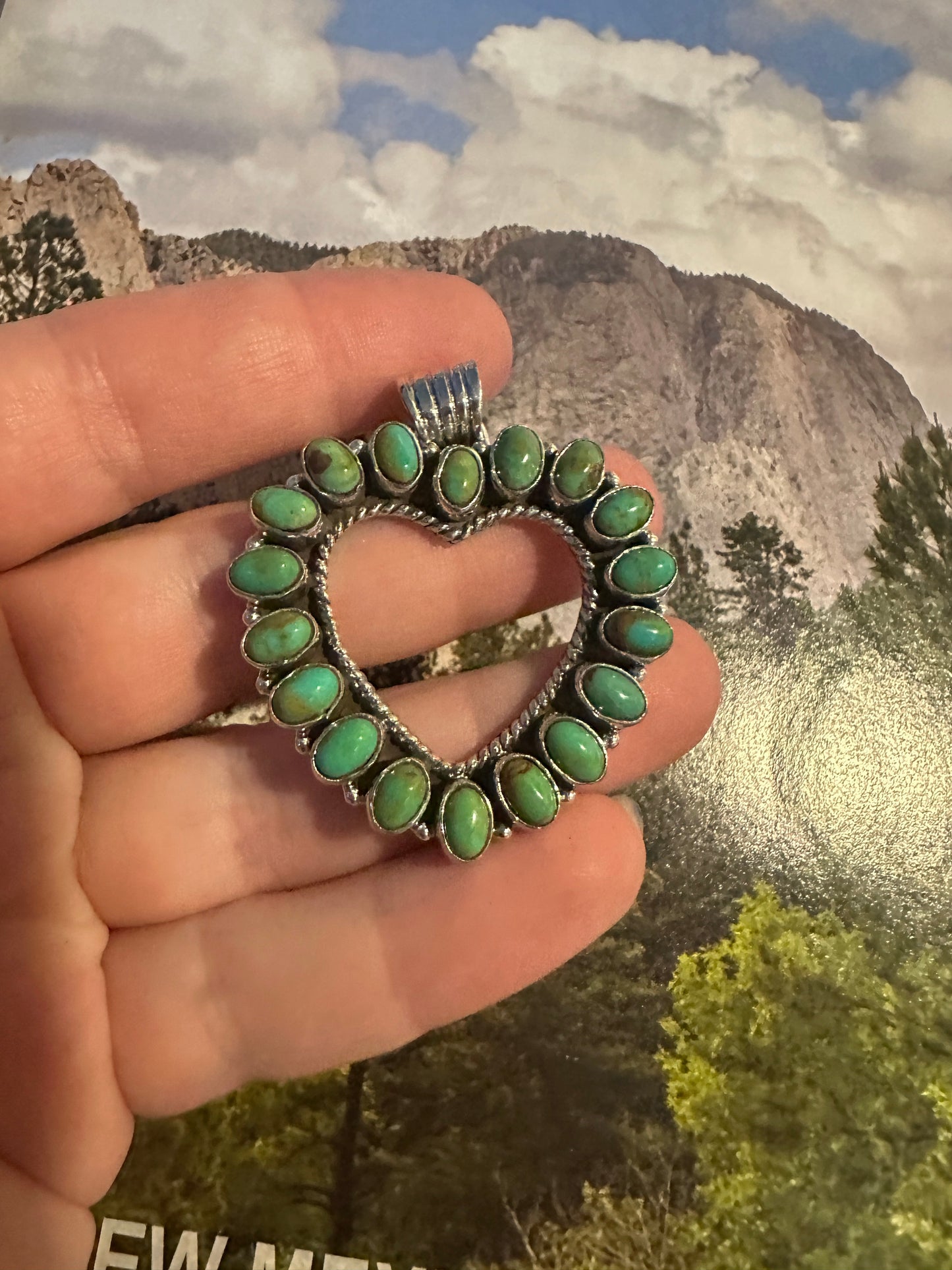 Handmade Sterling Silver Turquoise Heart Pendant By Dan Dodson