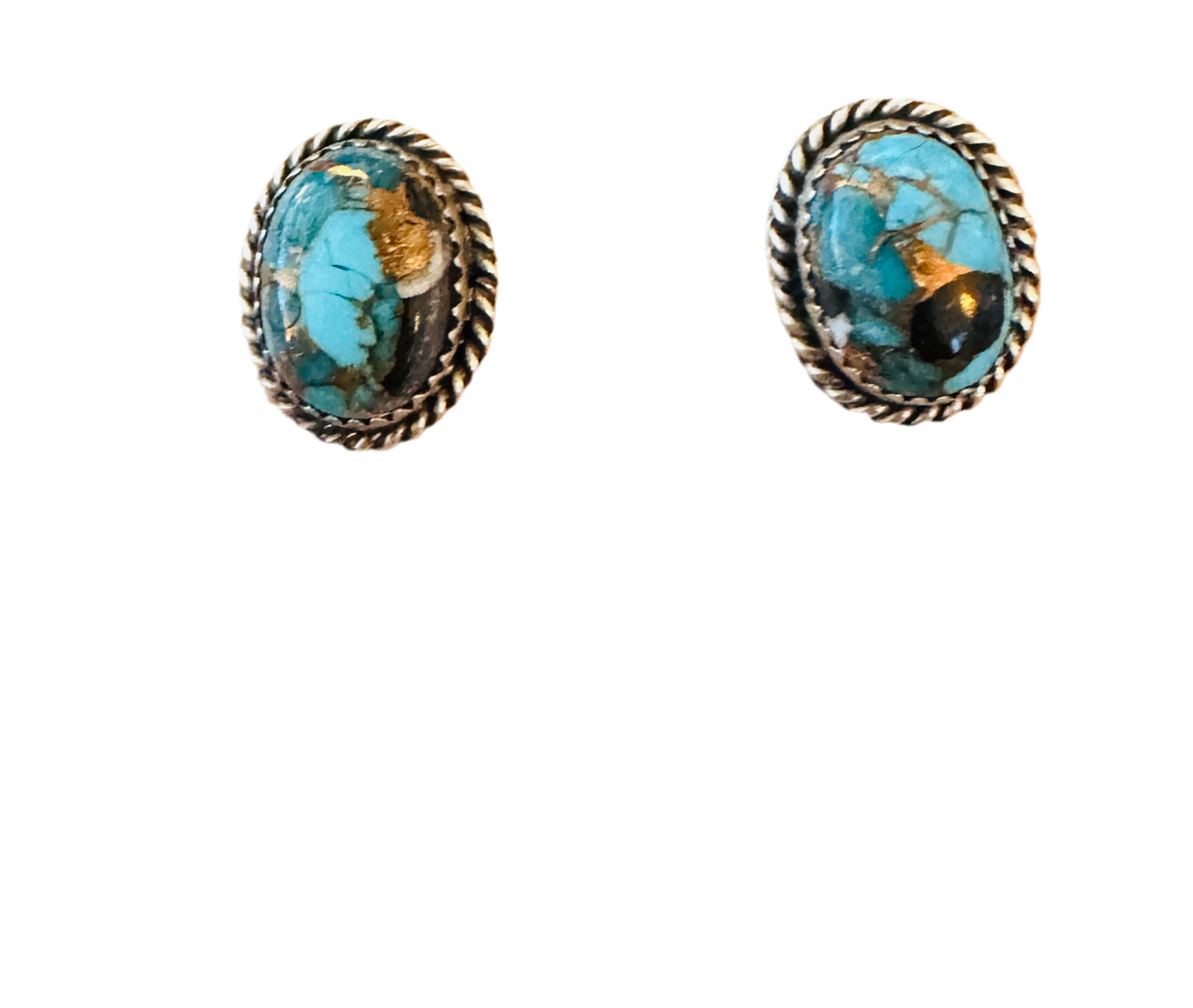 Handcrafted Sterling Silver & Blue Mojave Stud Earrings
