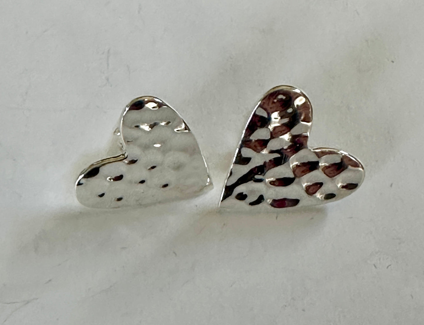 Hammered Heart Sterling Silver Earrings