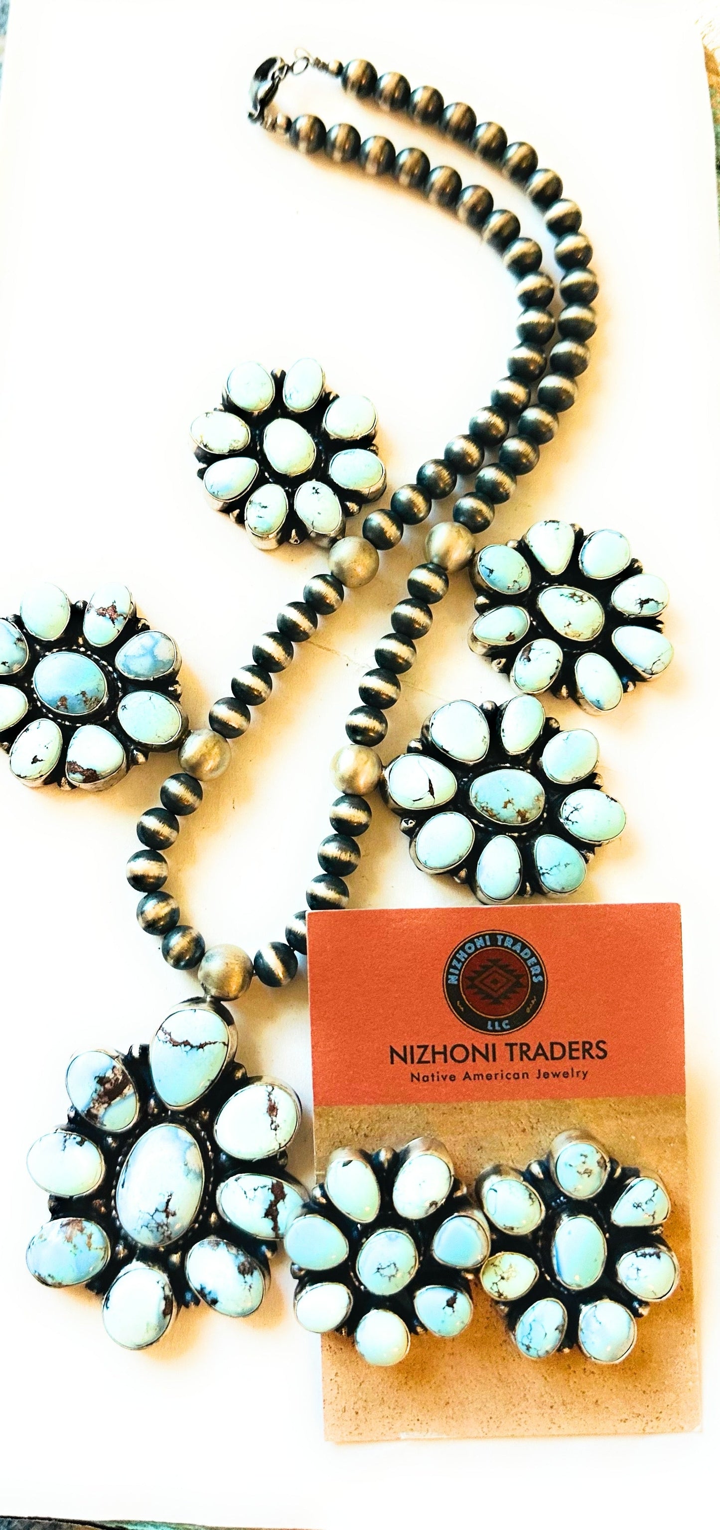 Handcrafted Golden Hills Turquoise & Sterling Silver Necklace Set by Sheila Becenti