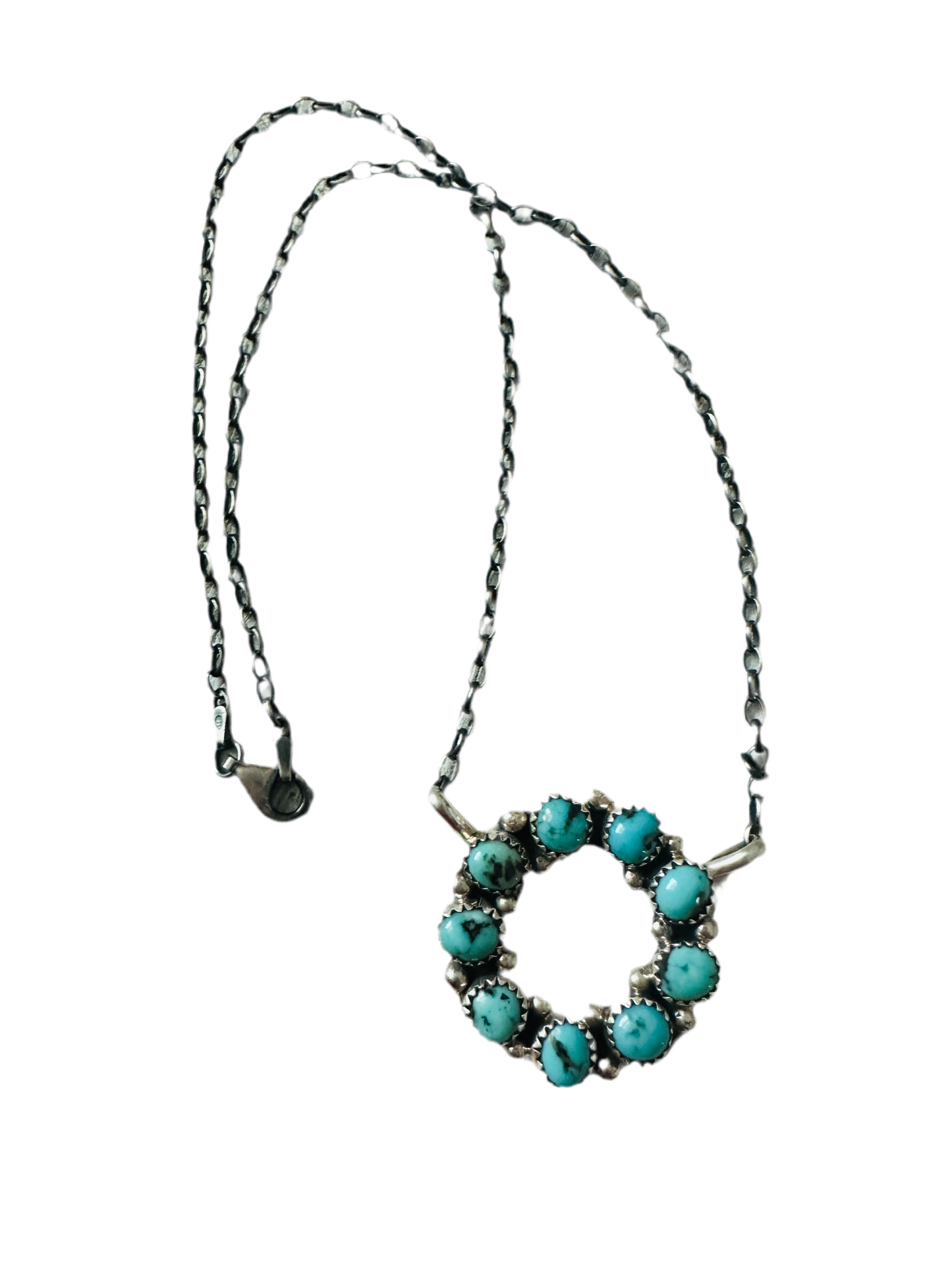 Handcrafted Sterling Silver & Kingman Turquoise Ring Necklace