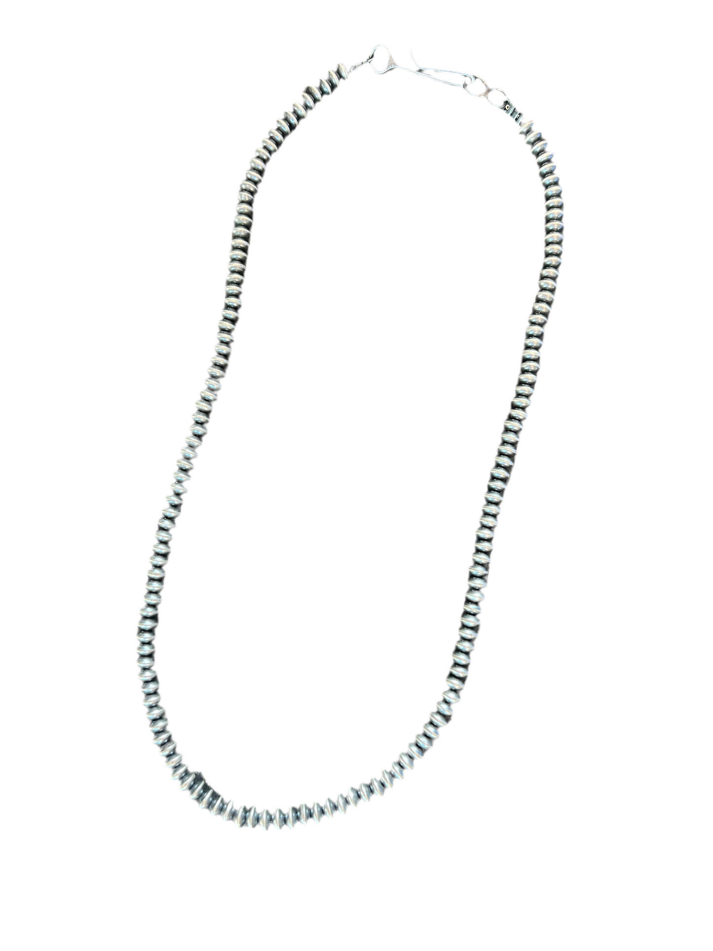 Vinita Cowboy Handcrafted 5.5mm Sterling Silver Handcrafted Saucer Pearls, 21 inches