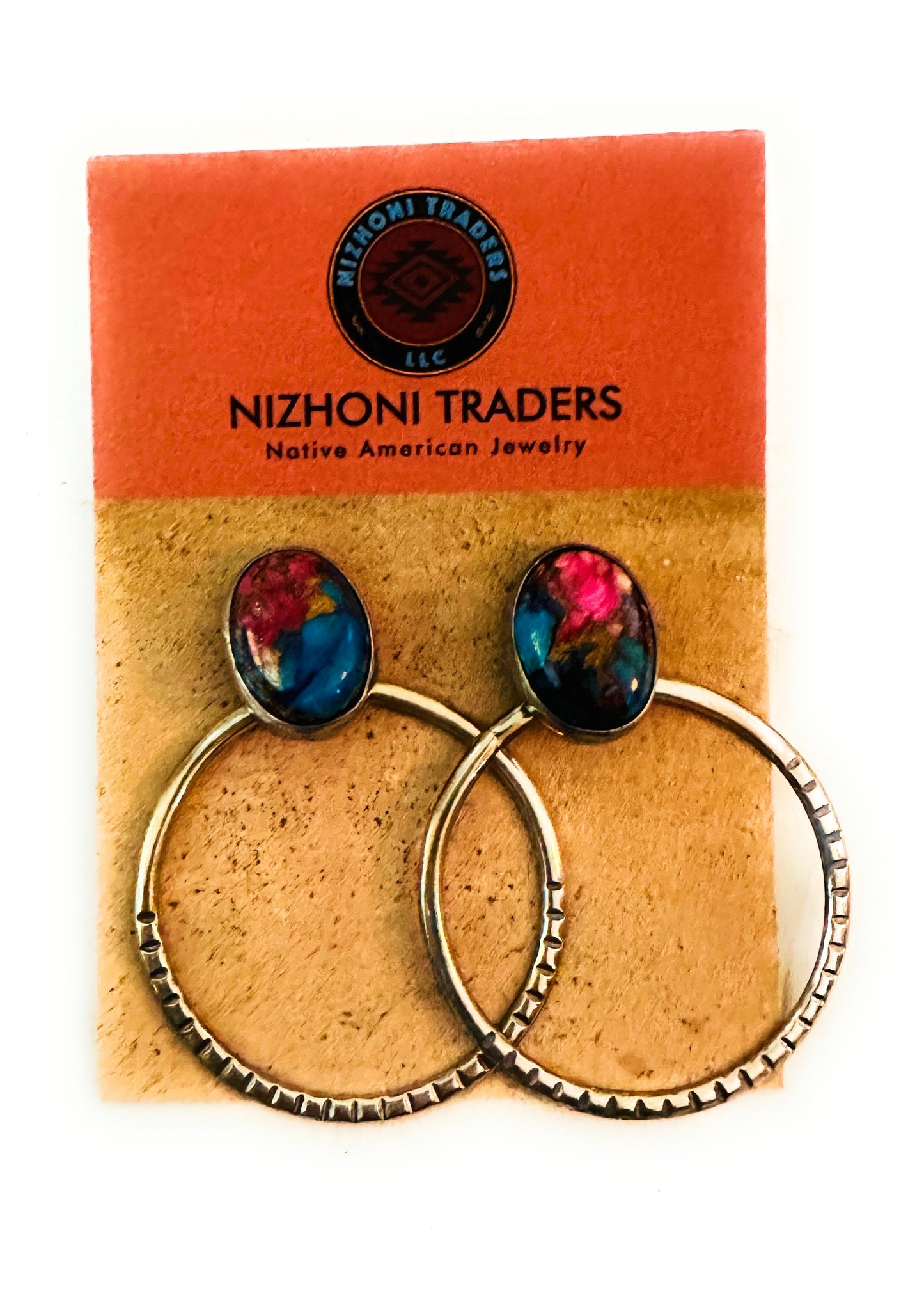 Handcrafted Pink Dream Mojave & Sterling Silver Dangle Hoop Earrings
