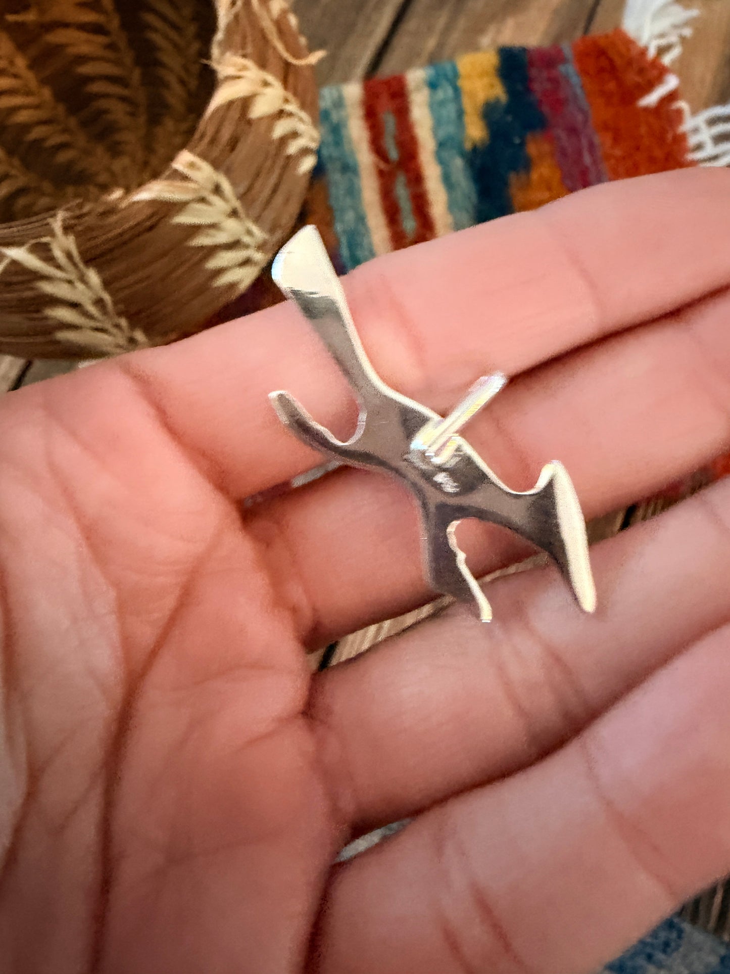 Handcrafted Sterling Silver & Mother of Pearl Road Runner Pendant by Joseph Martinez