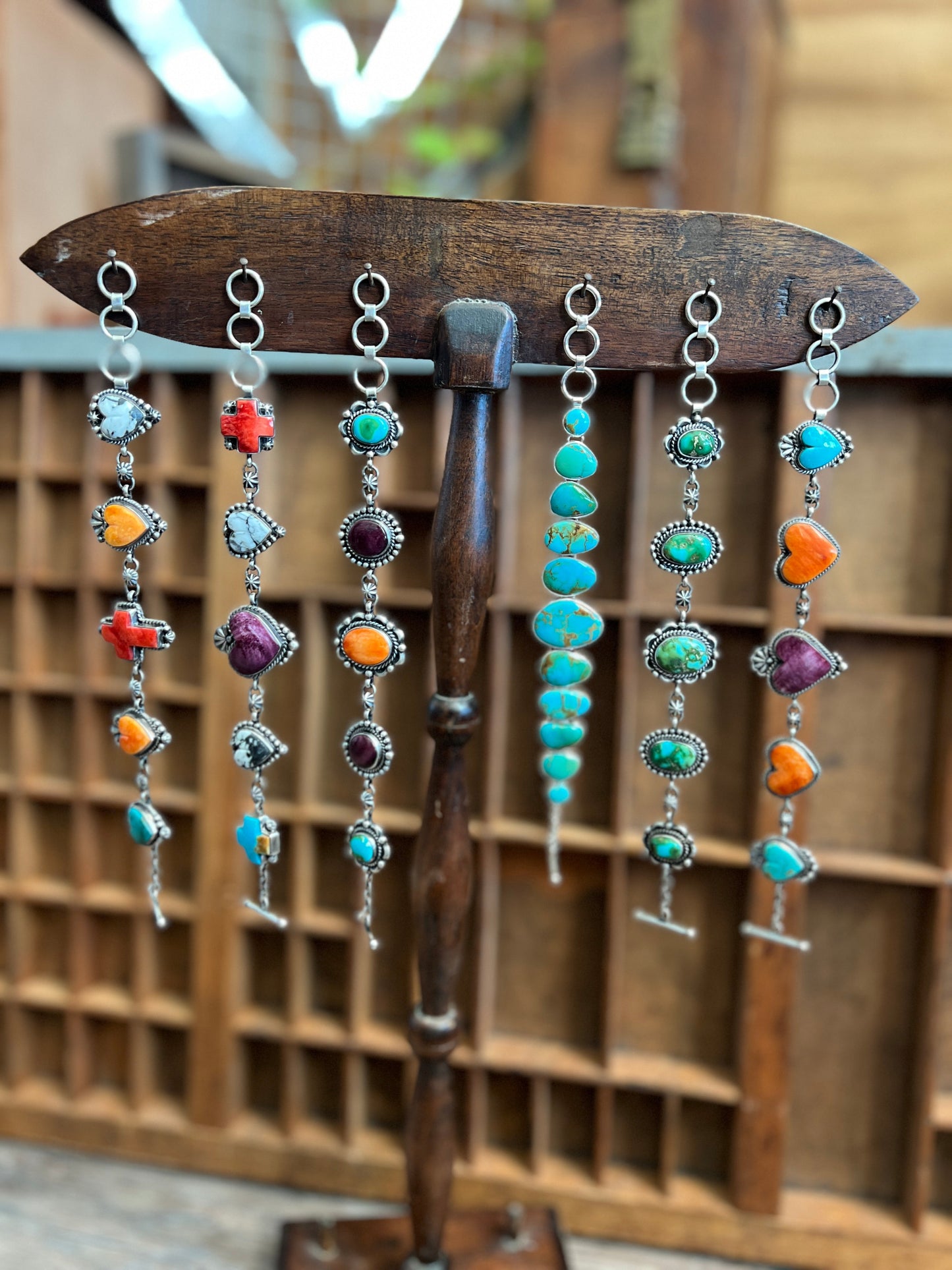 Diane Wylie Handcrafted Sterling Silver, Spiny Oyster, Turquoise & White Buffalo Link Bracelets