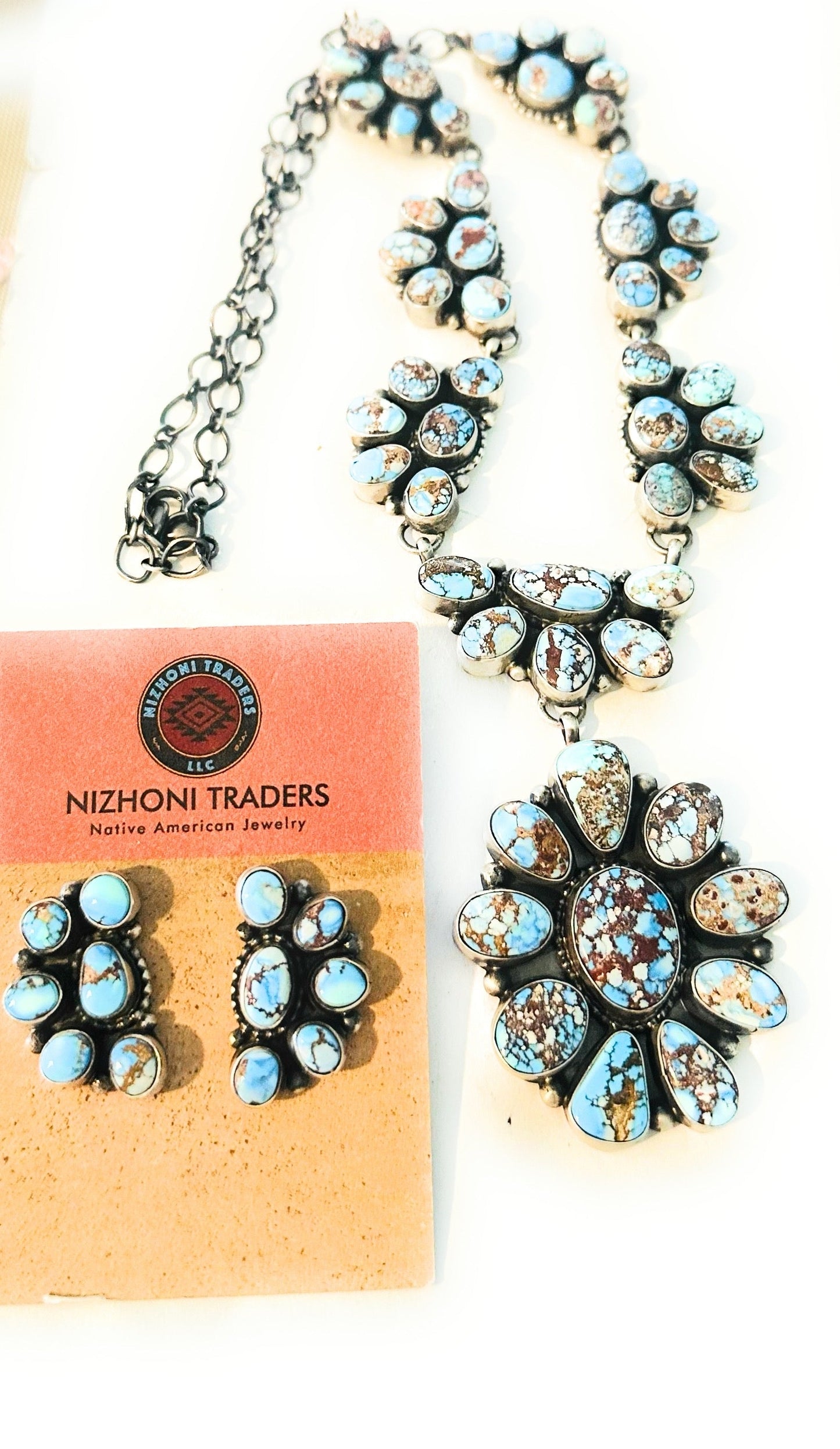 Handcrafted Golden Hills Turquoise & Sterling Silver Necklace Set by Sheila Becenti
