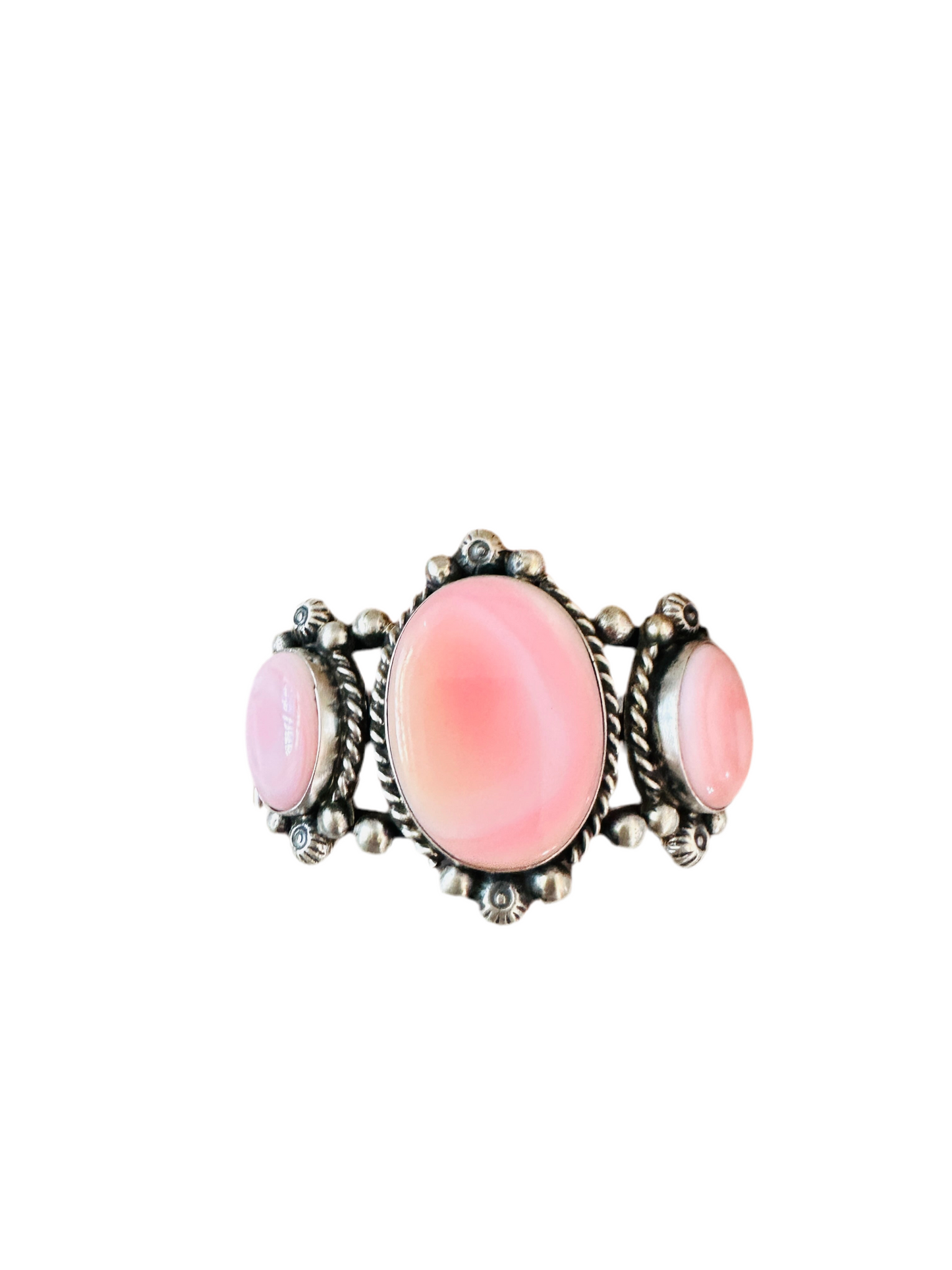 Handcrafted Sterling Silver & Queen Pink Conch Cuff Bracelet /