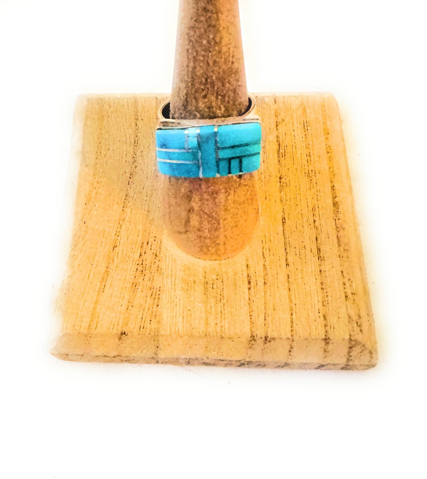 Handcrafted Turquoise & Sterling Silver Inlay Ring Size 7 by Julia Etsitty