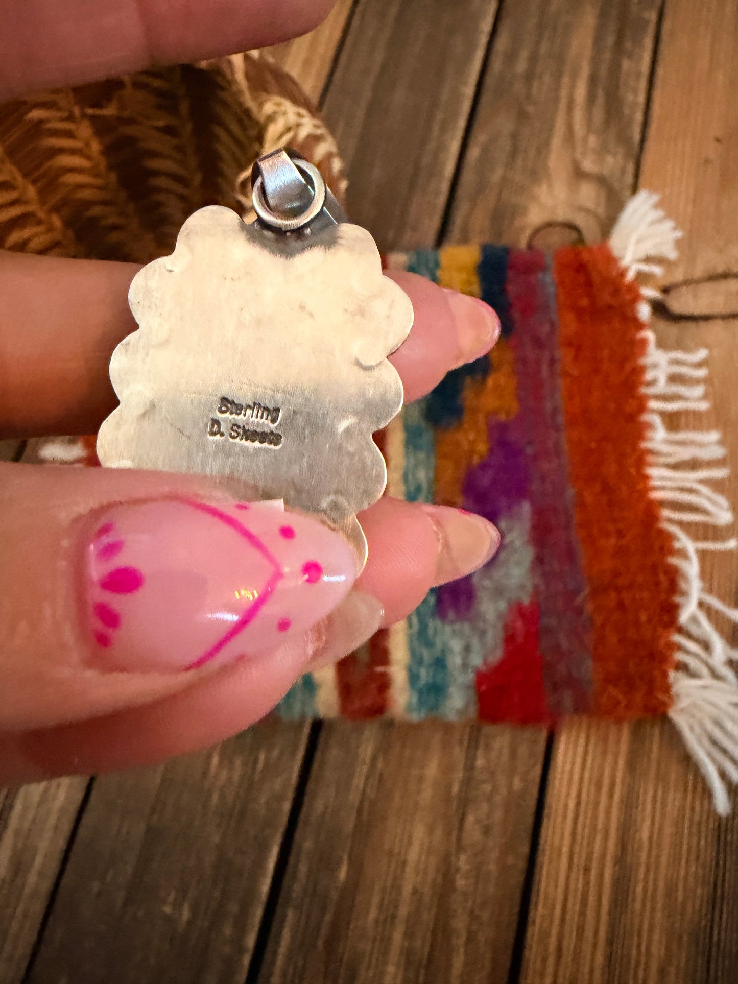 Handcrafted Sterling Silver & White Buffalo Pendant by David Skeets