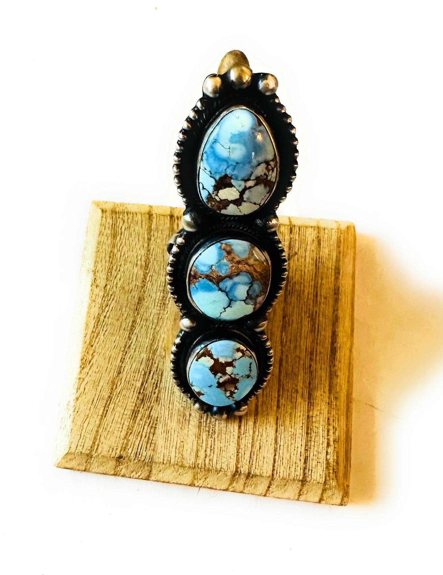 Handcrafted Golden Hills Turquoise & Sterling Silver Ring Size 7 by Kathleen Livingston
