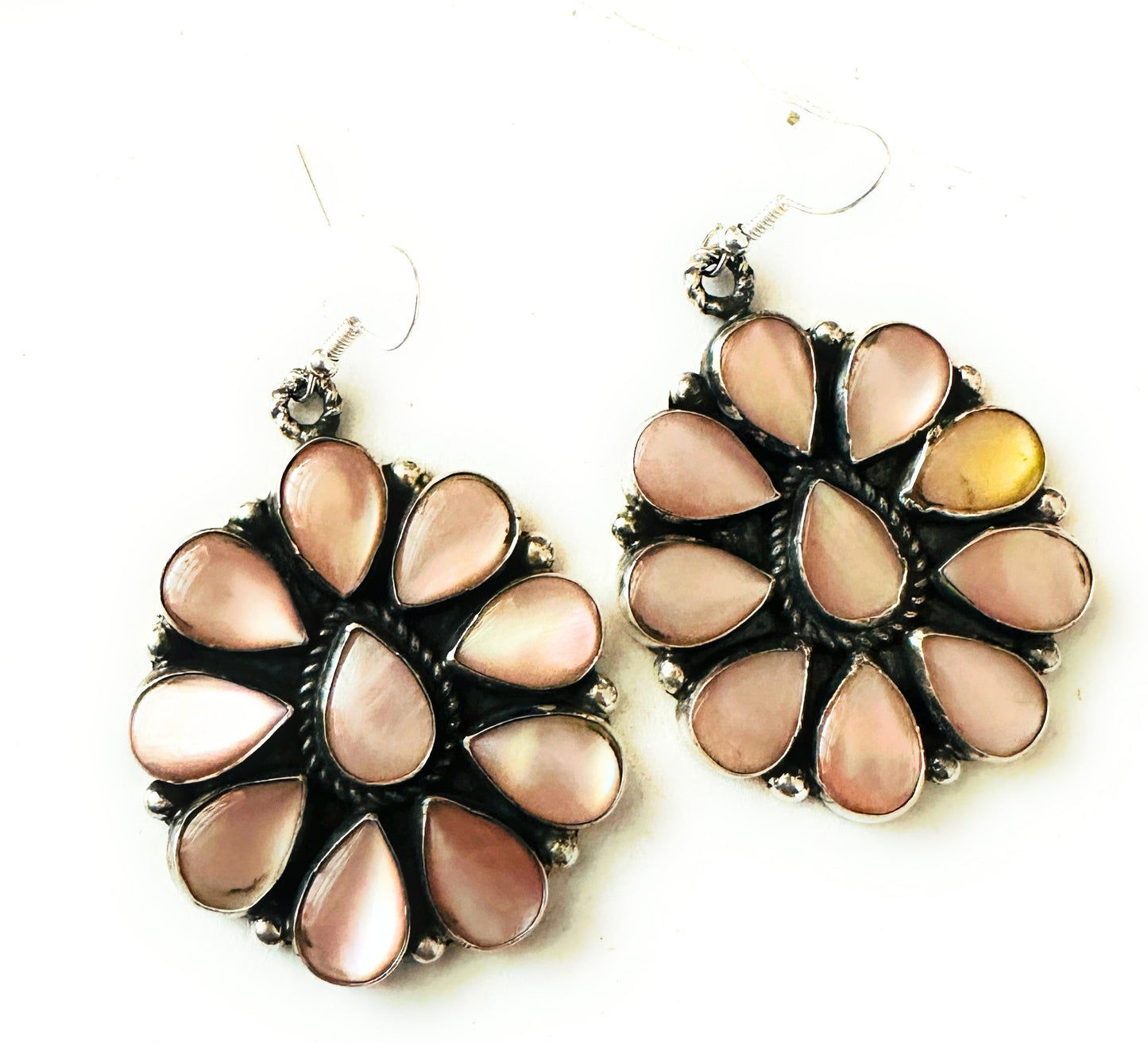 Handcrafted Mother of Pearl & Sterling Silver Dangle Earrings