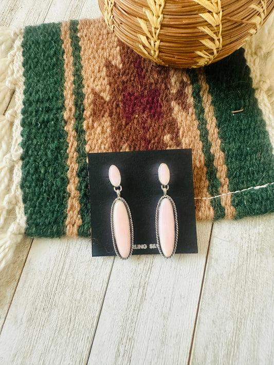 Handcrafted Sterling Silver & Queen Pink Conch Dangle Earrings