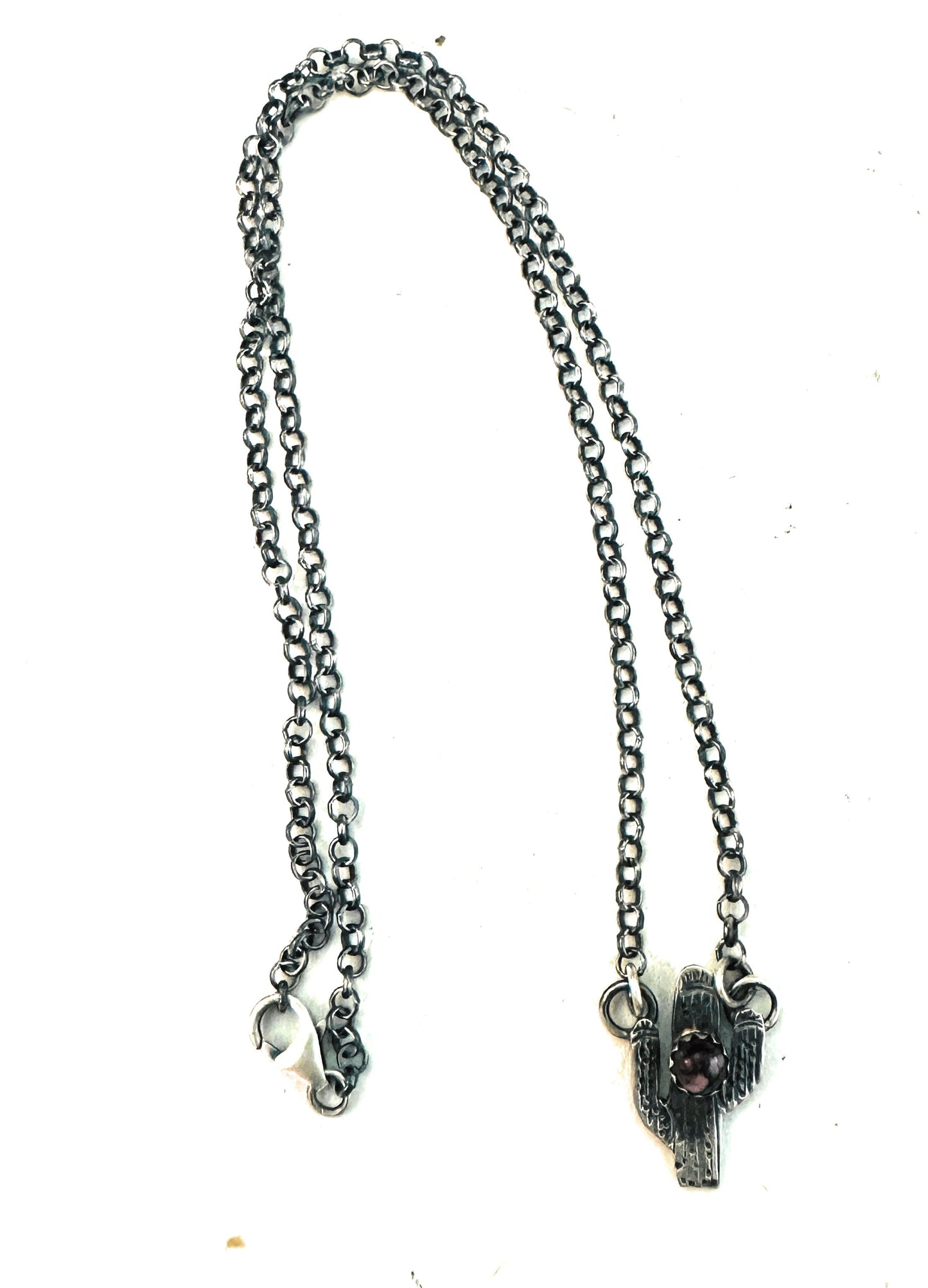 Handcrafted Sterling Silver & Purple Spiny Cactus Necklace