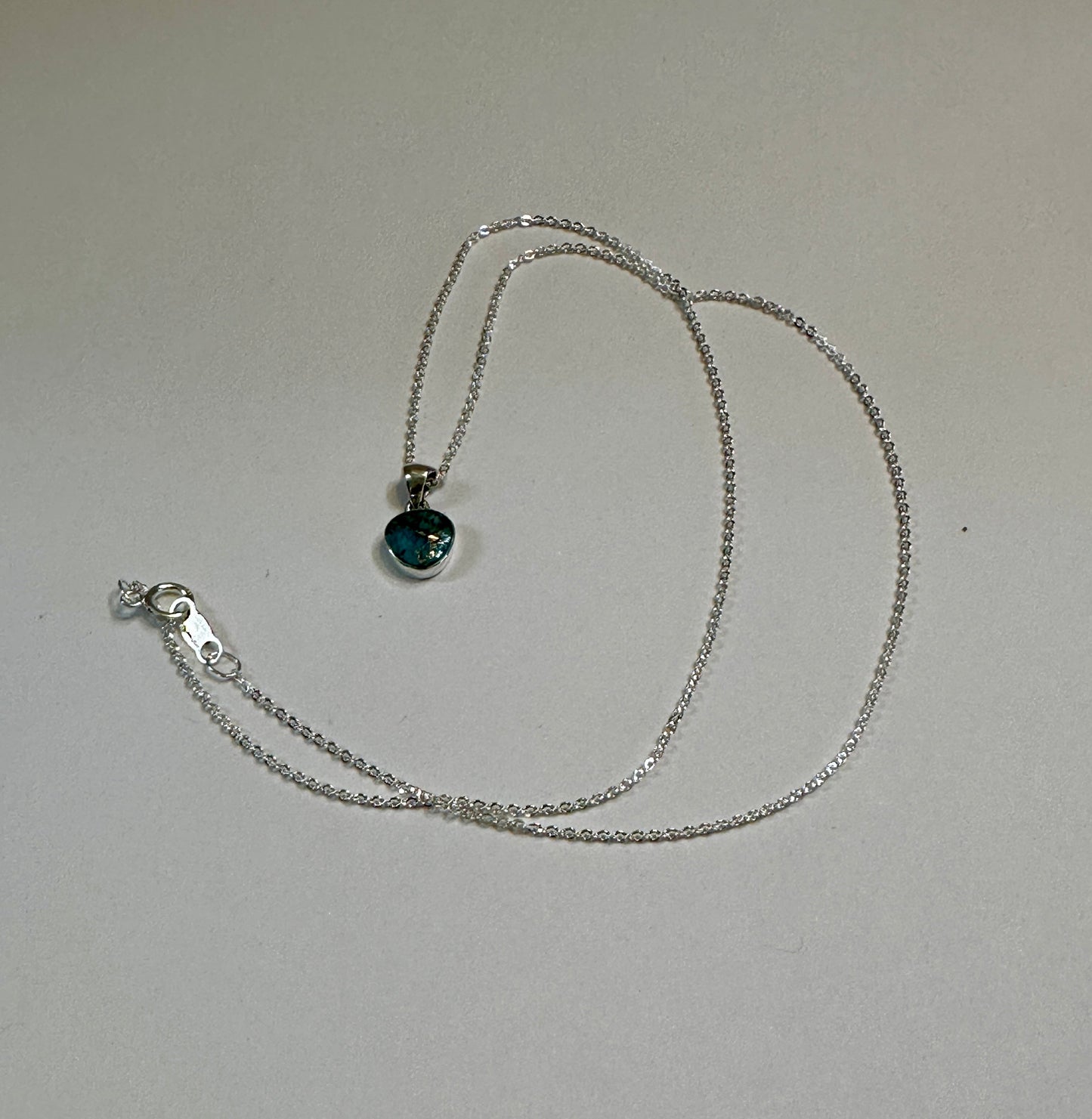 Petite Bronzed Turquoise Trillion Necklace