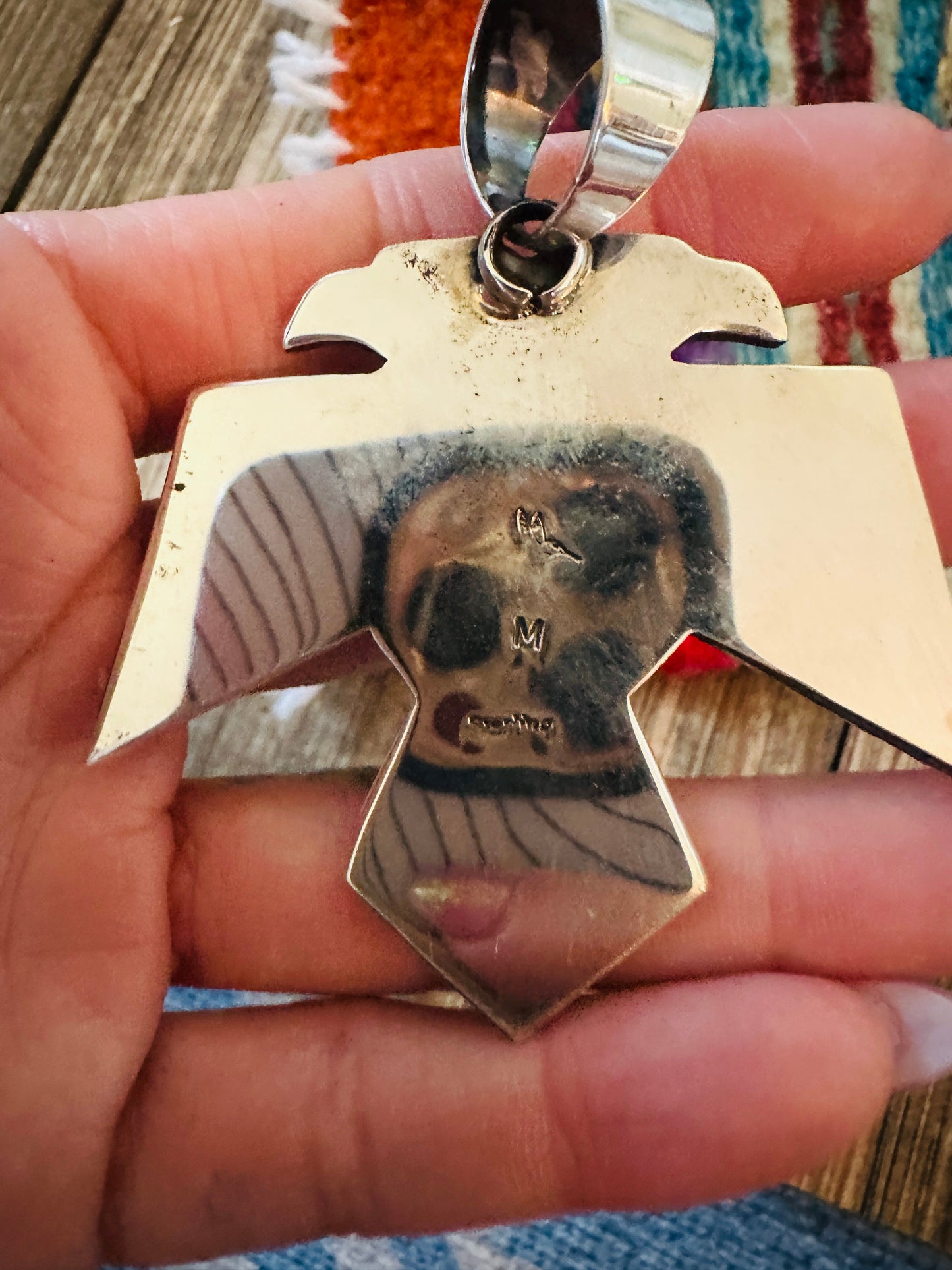 Handcrafted Sterling Silver & Turquoise Thunderbird Pendant
