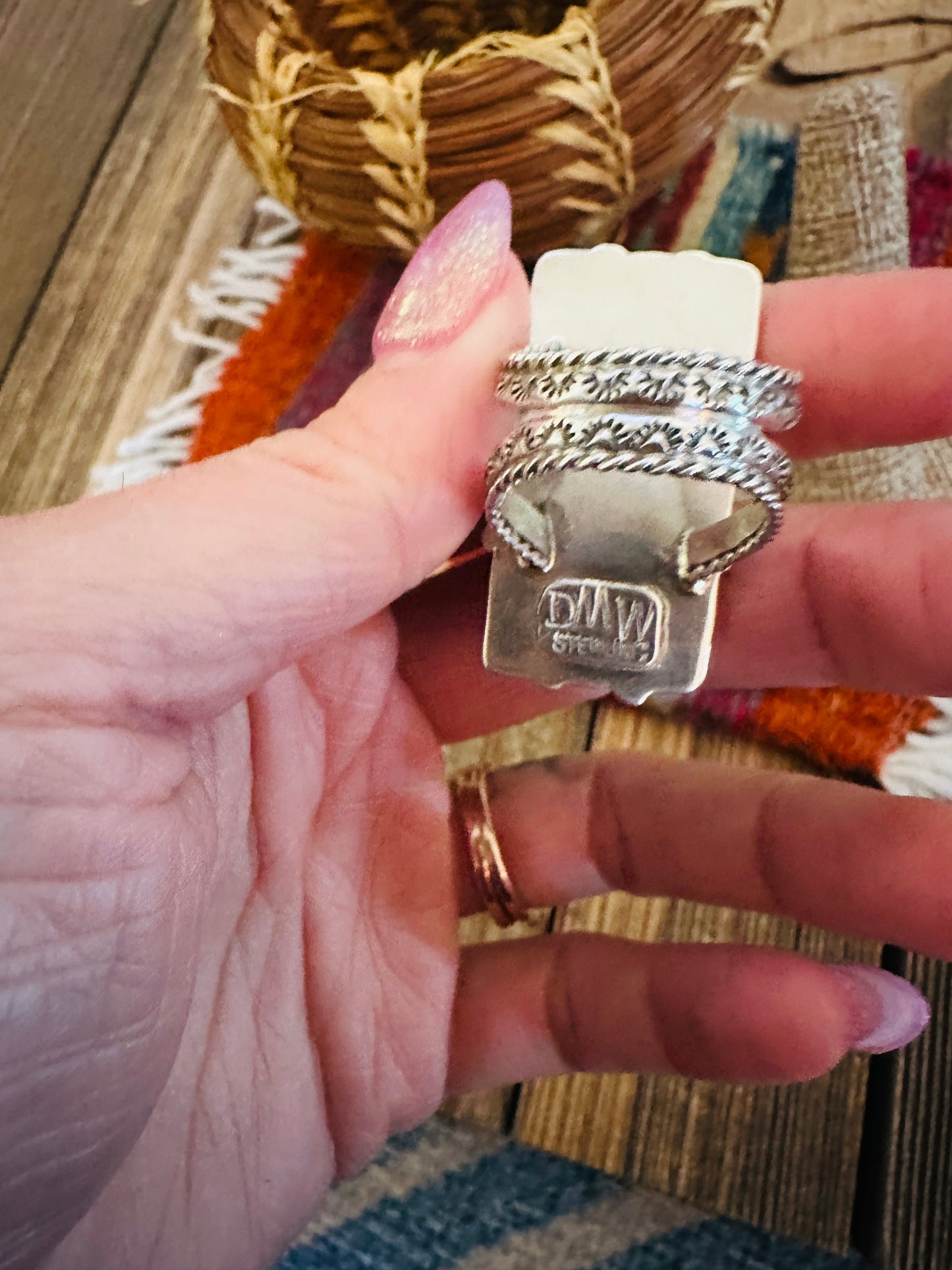 Handcrafted Coral & Sterling Silver Cluster Ring