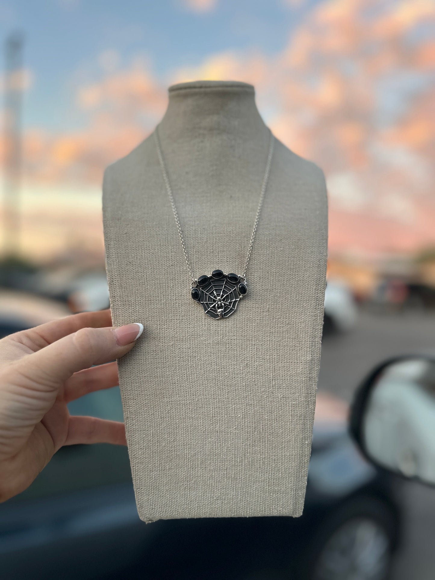 Halloween Collection Beautiful Handmade Sterling Silver Onyx Necklace