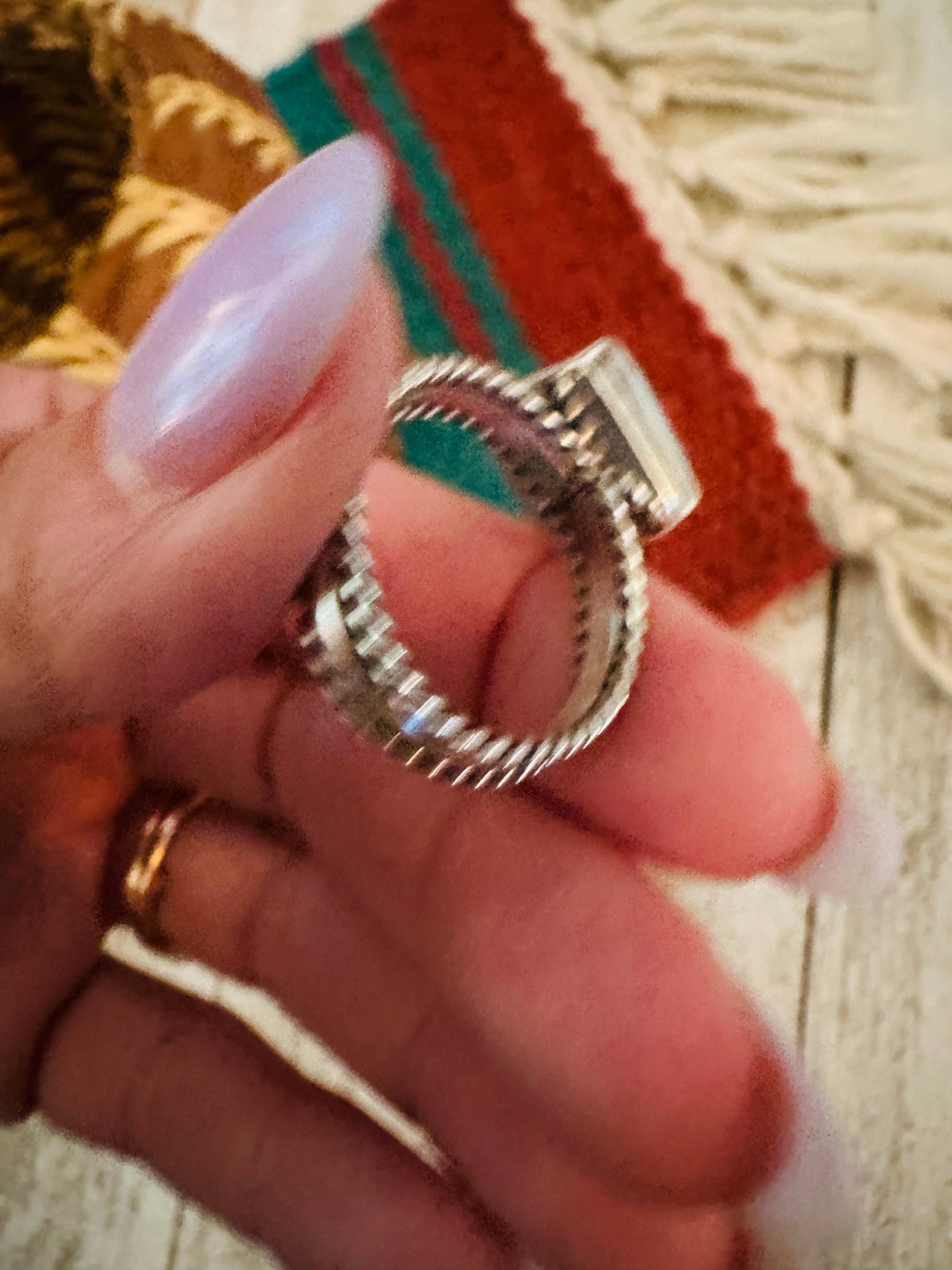 Handcrafted Sterling Silver & Turquoise Ring Size 9