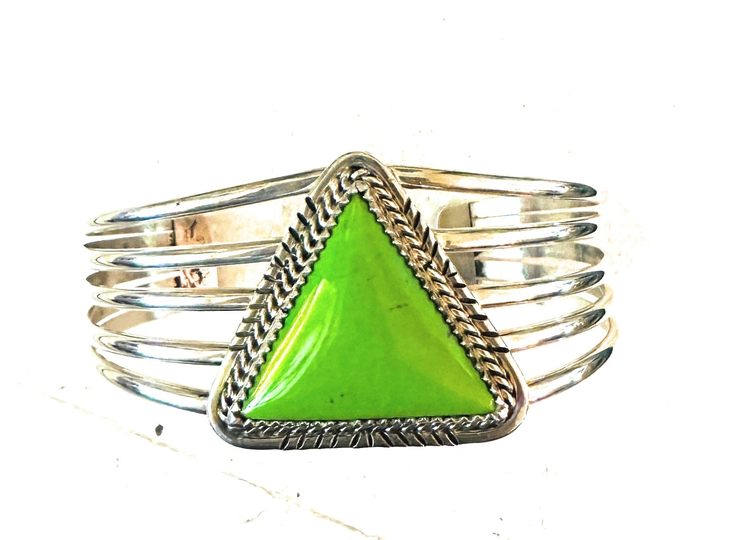 Handcrafted Gaspeite & Sterling Silver Cuff Bracelet