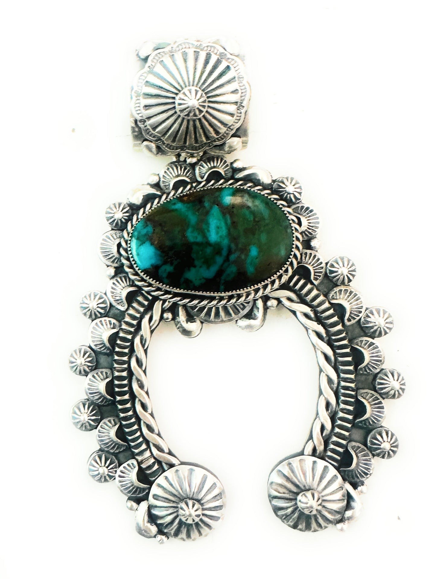 Handcrafted Kingman Turquoise Mountain & Sterling Silver Naja Pendant