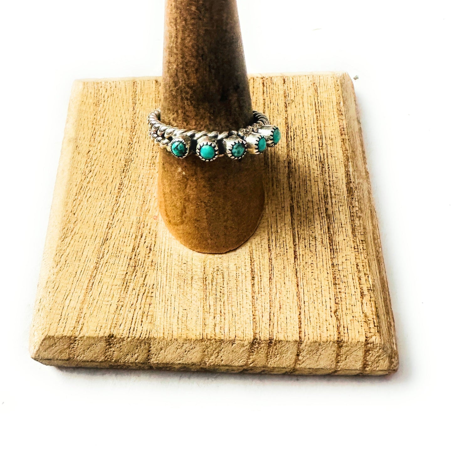 Handcrafted Sterling Silver & Turquoise Twisted Band Ring
