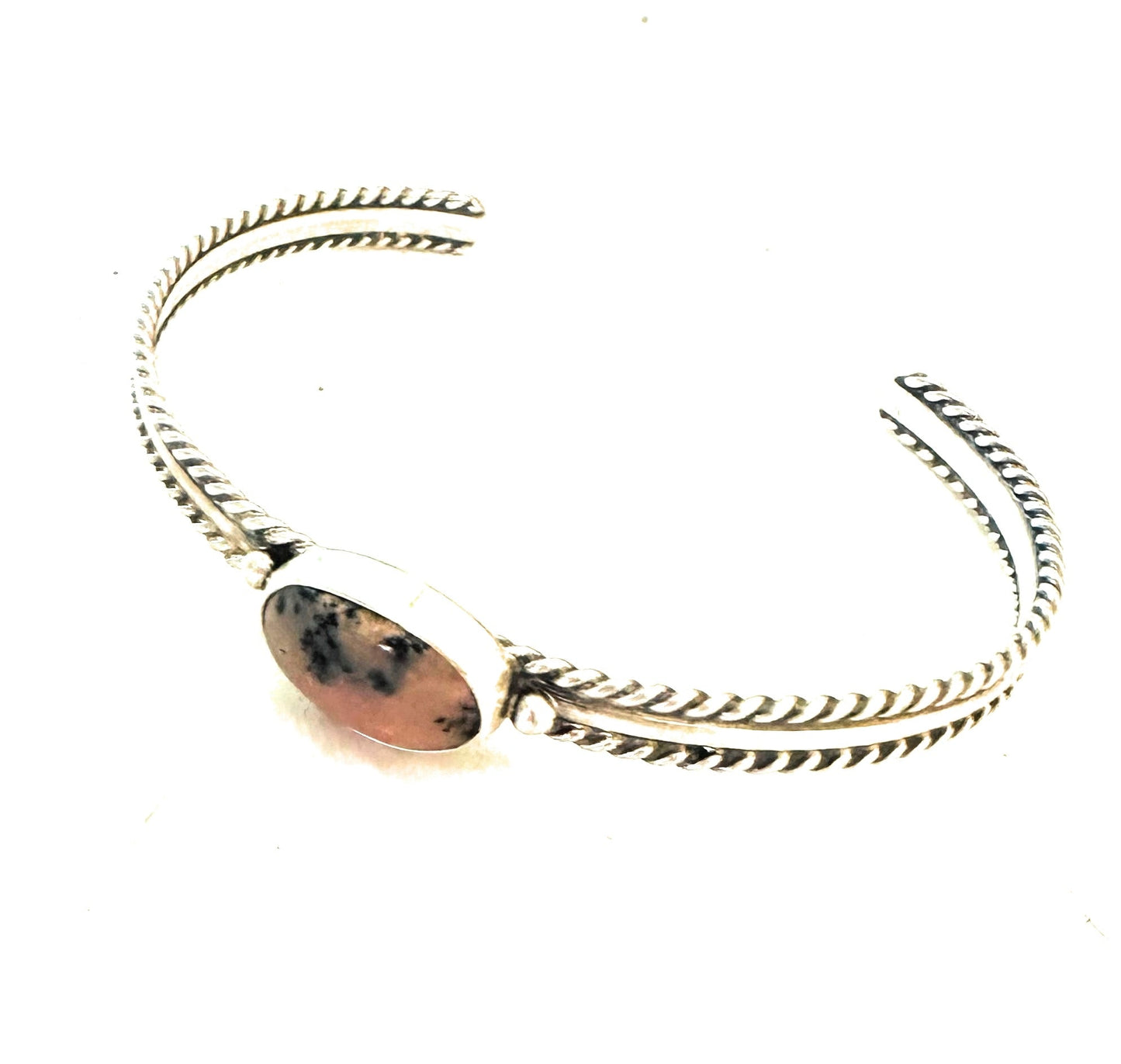 Handcrafted Rhodonite & Sterling Silver Cuff Bracelet