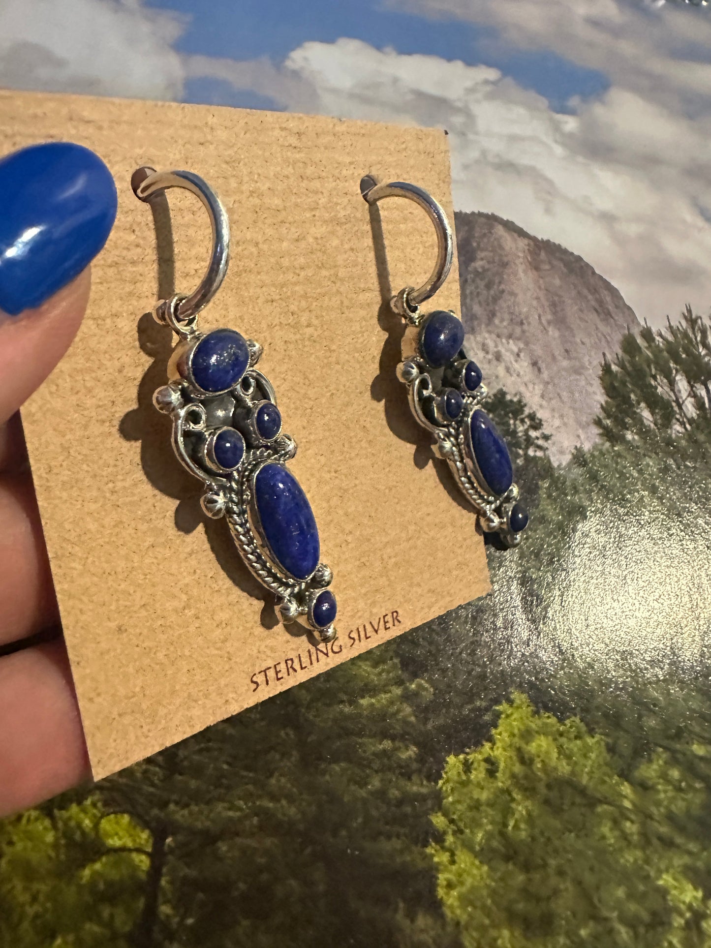 Handmade Sterling Silver Lapis Dangle Earrings By Dan Dodson
