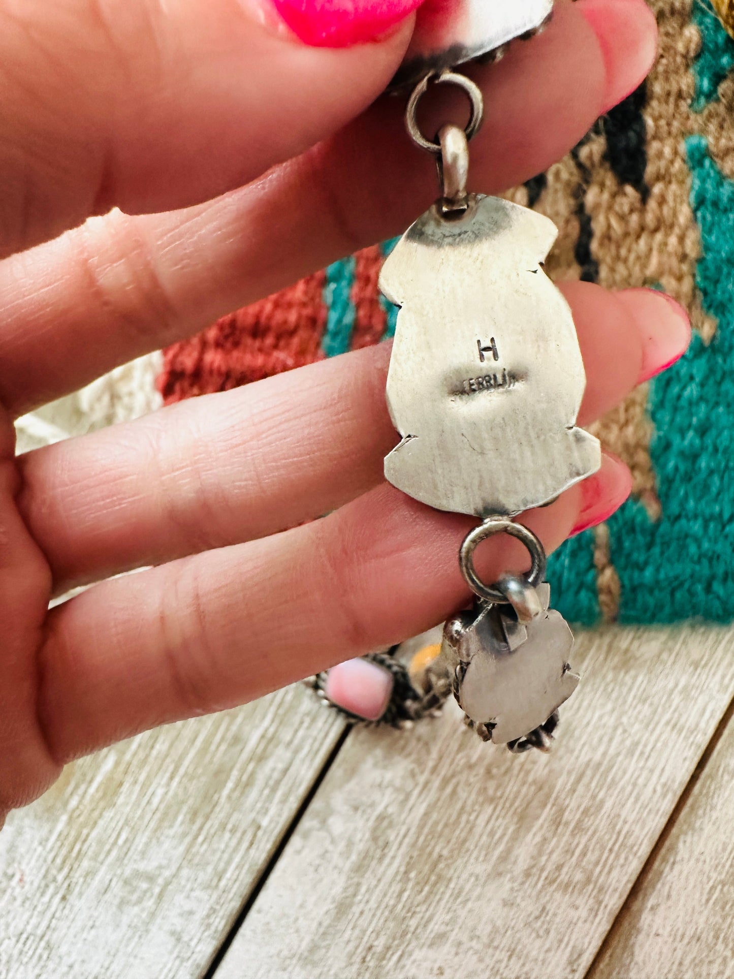 Handcrafted Sterling Silver & Multi Stone Lariat Necklace