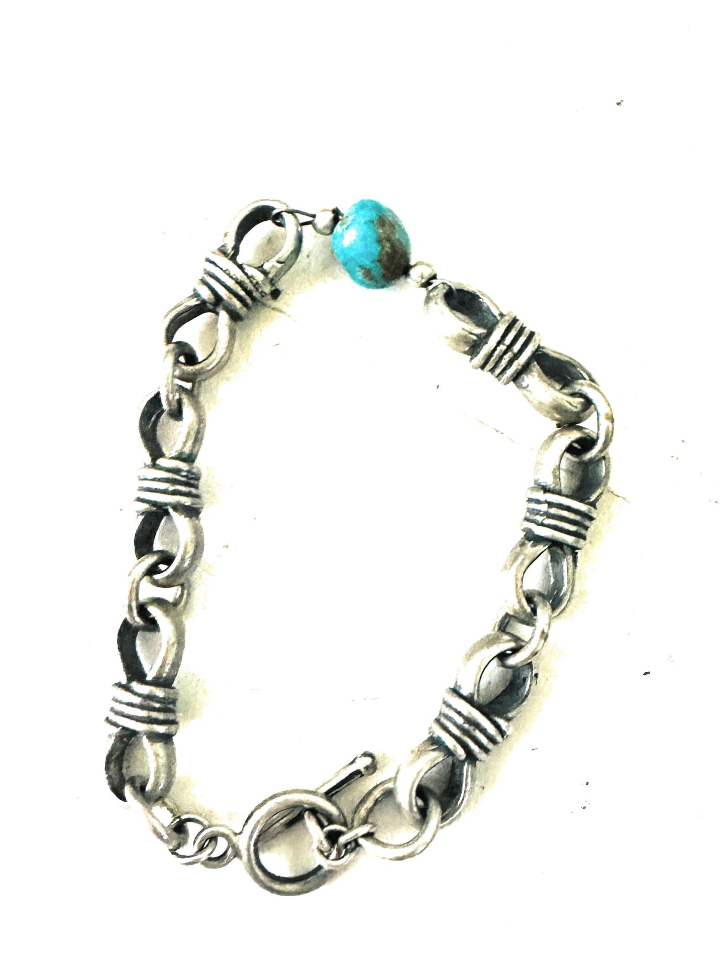Handcrafted Turquoise & Sterling Silver Chain Bracelet