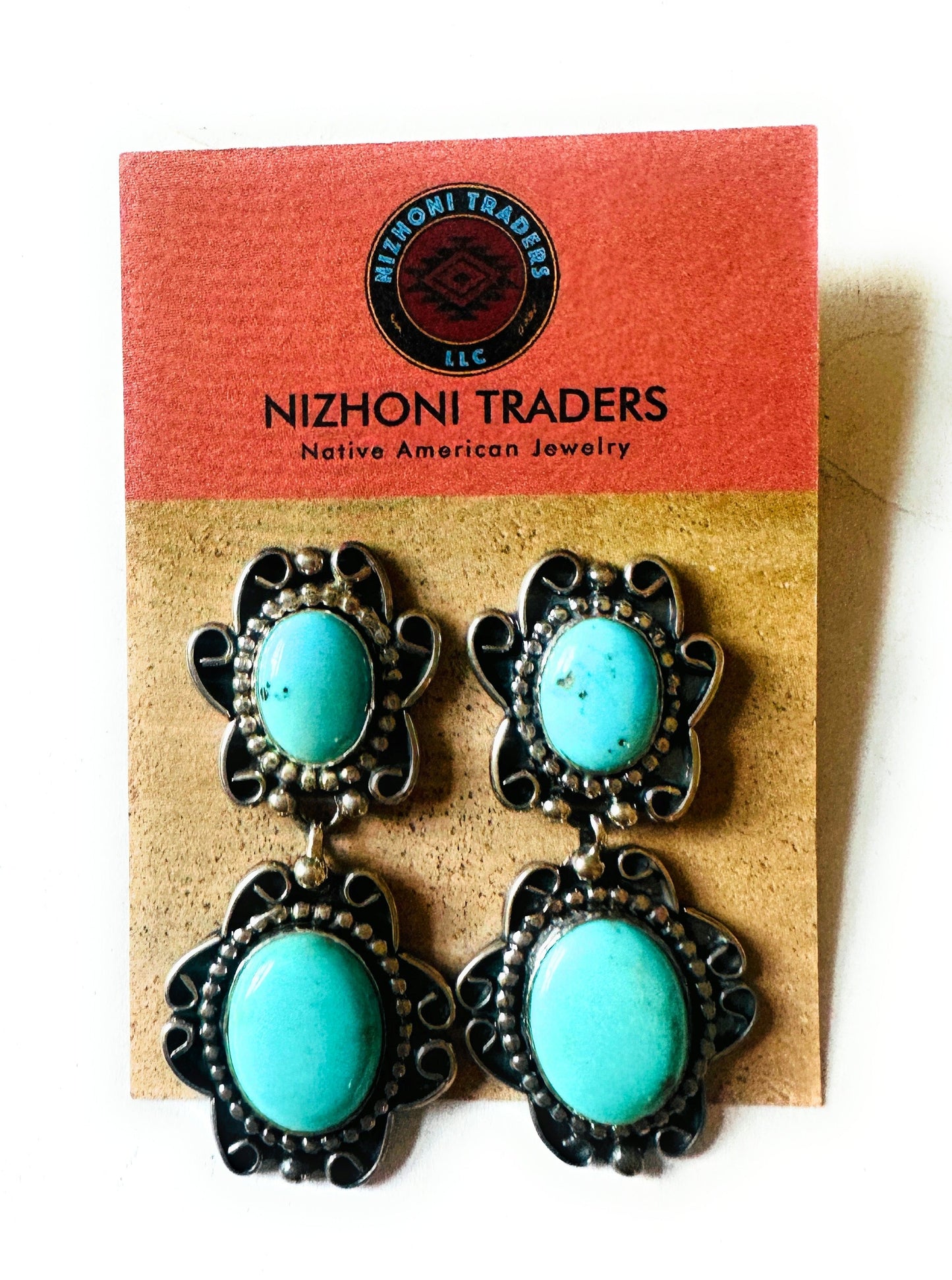 Handcrafted Kingman Turquoise And Sterling Silver Dangle Earrings