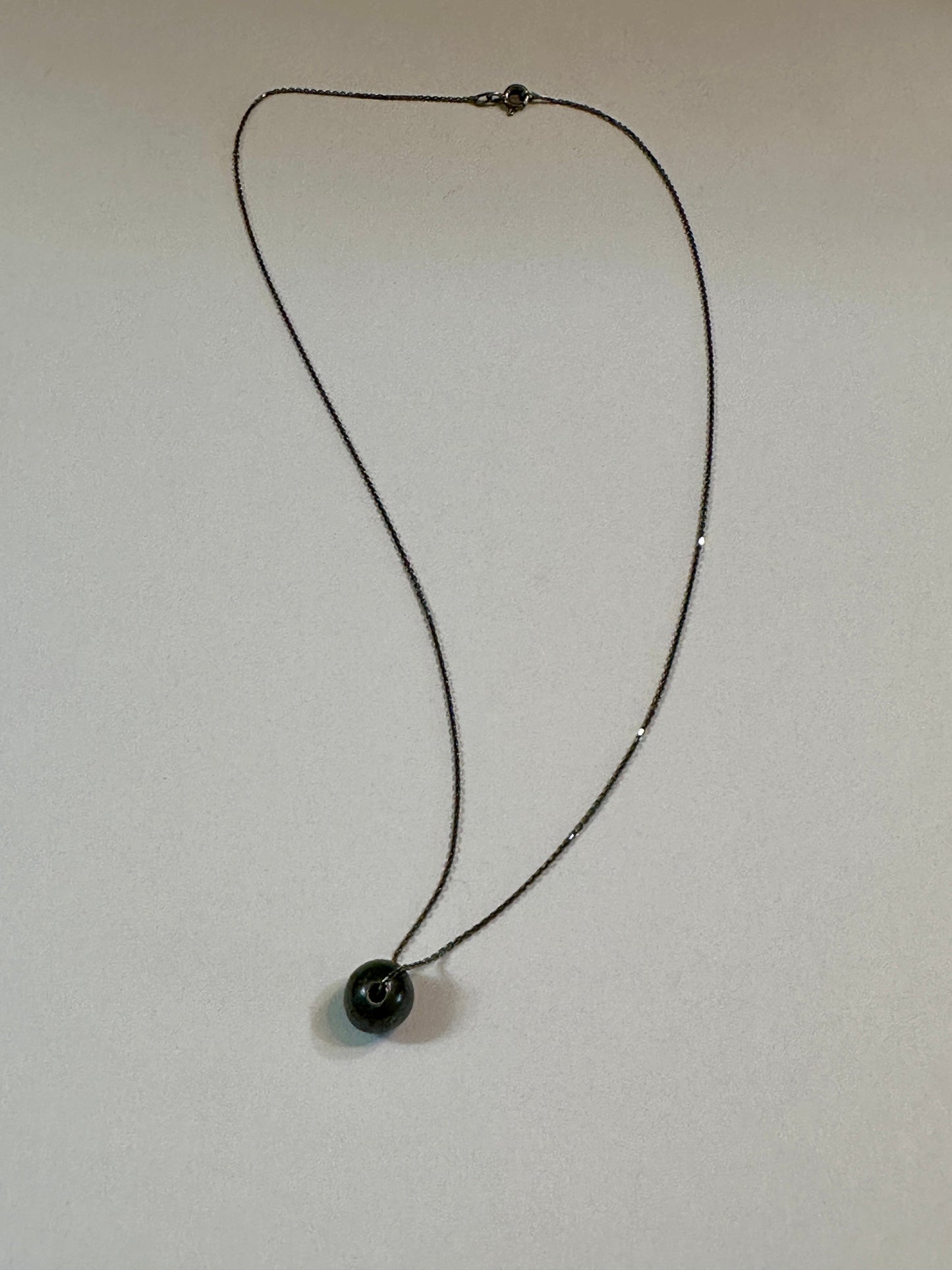 Black Pearl On Sterling Silver Oxidized Chain