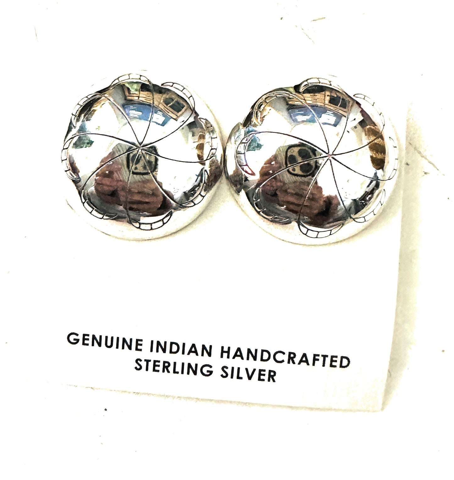 Handcrafted Hand Stamped Sterling Silver Concho Post Earrings
