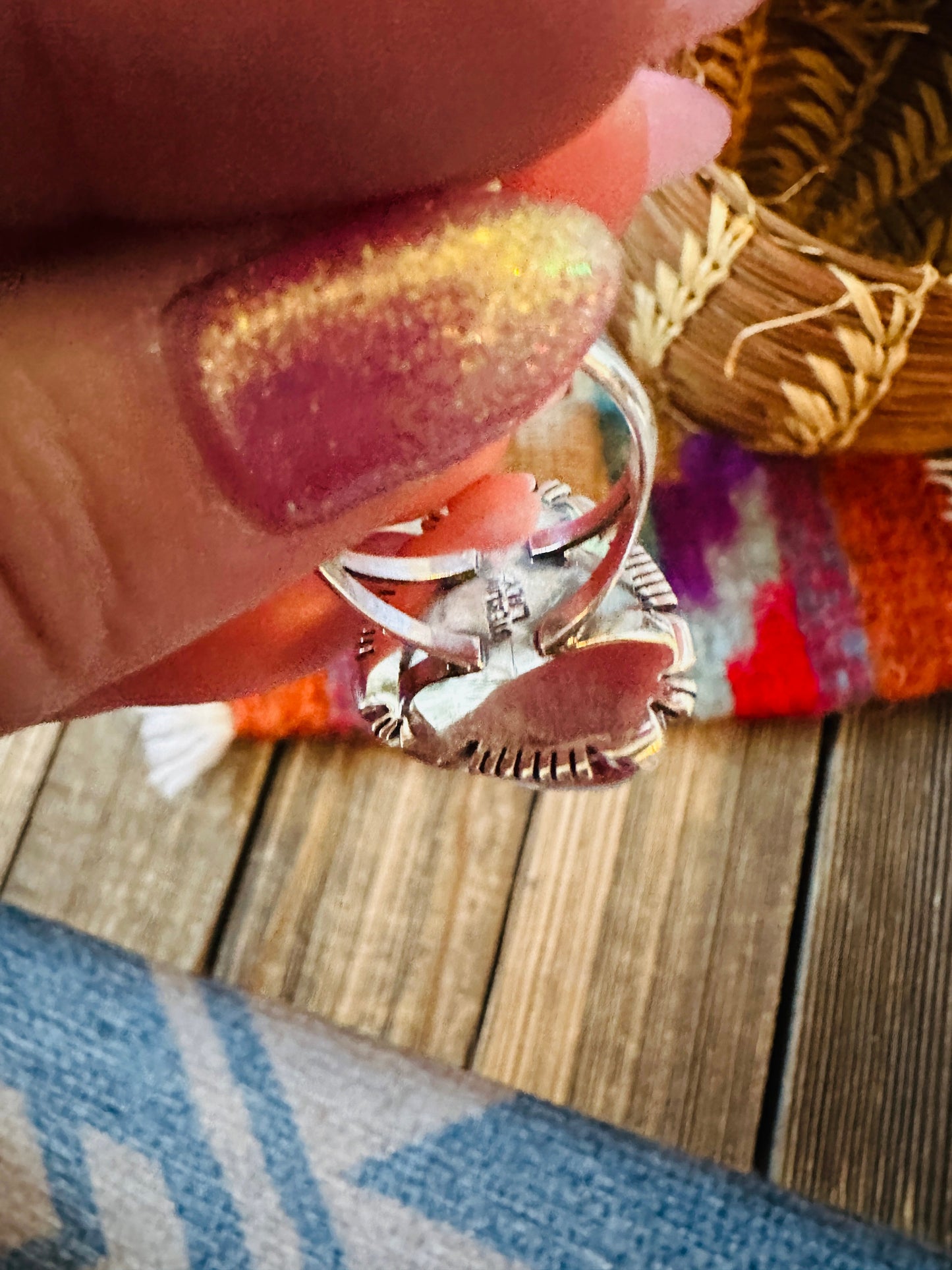Handcrafted Sonoran Mountain Turquoise & Sterling Silver Ring size 9