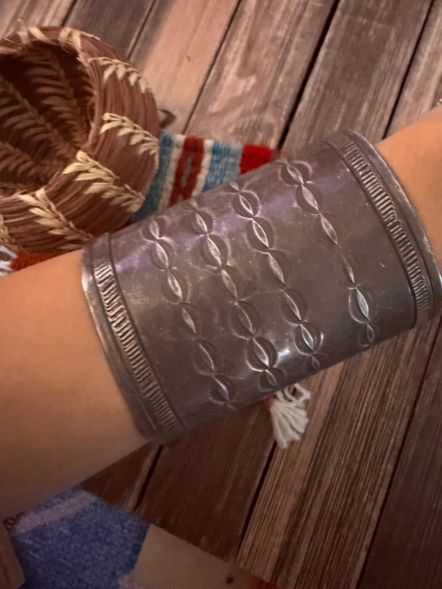Handcrafted Old Pawn Sterling Silver Cuff Bracelet