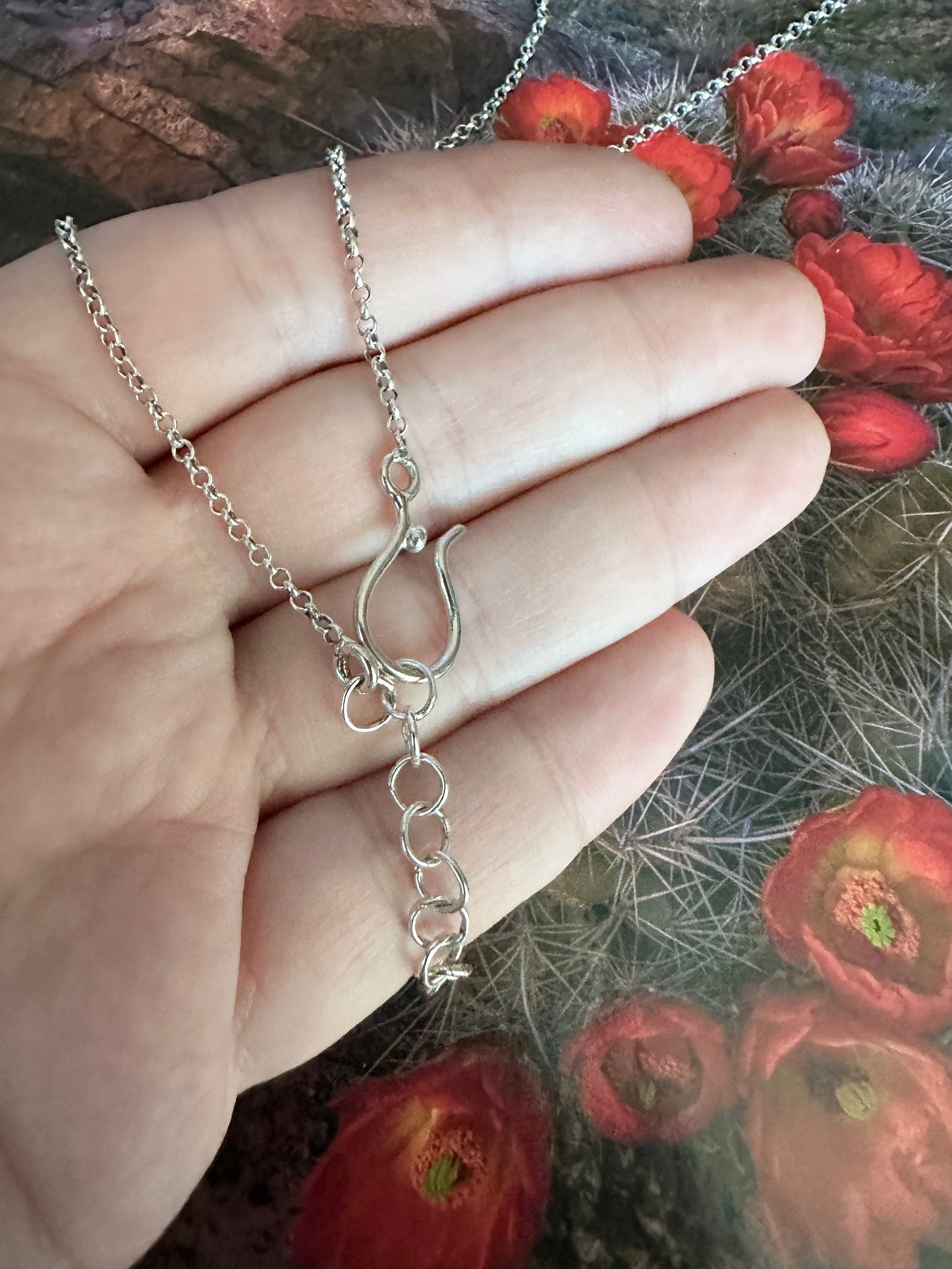 Beautiful Handmade Sterling Silver & Purple Fire Opal Heart Necklace