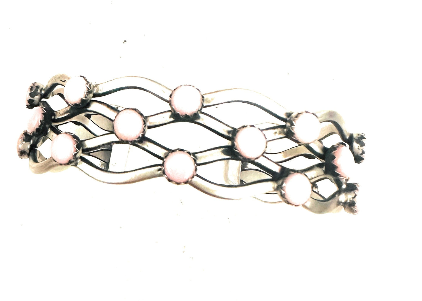 Queen Pink Conch Shell & Sterling Silver Cuff Bracelet