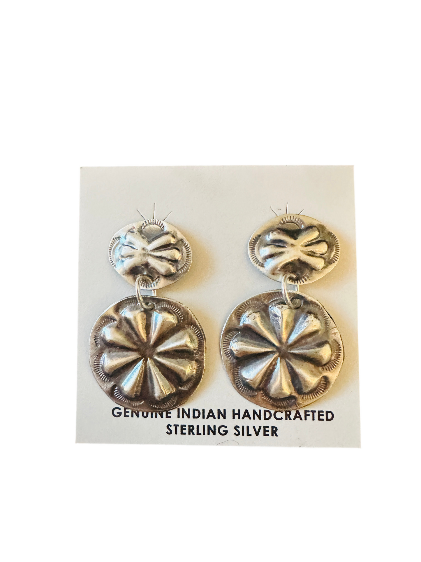 Handcrafted Sterling Silver Concho Dangle Earrings