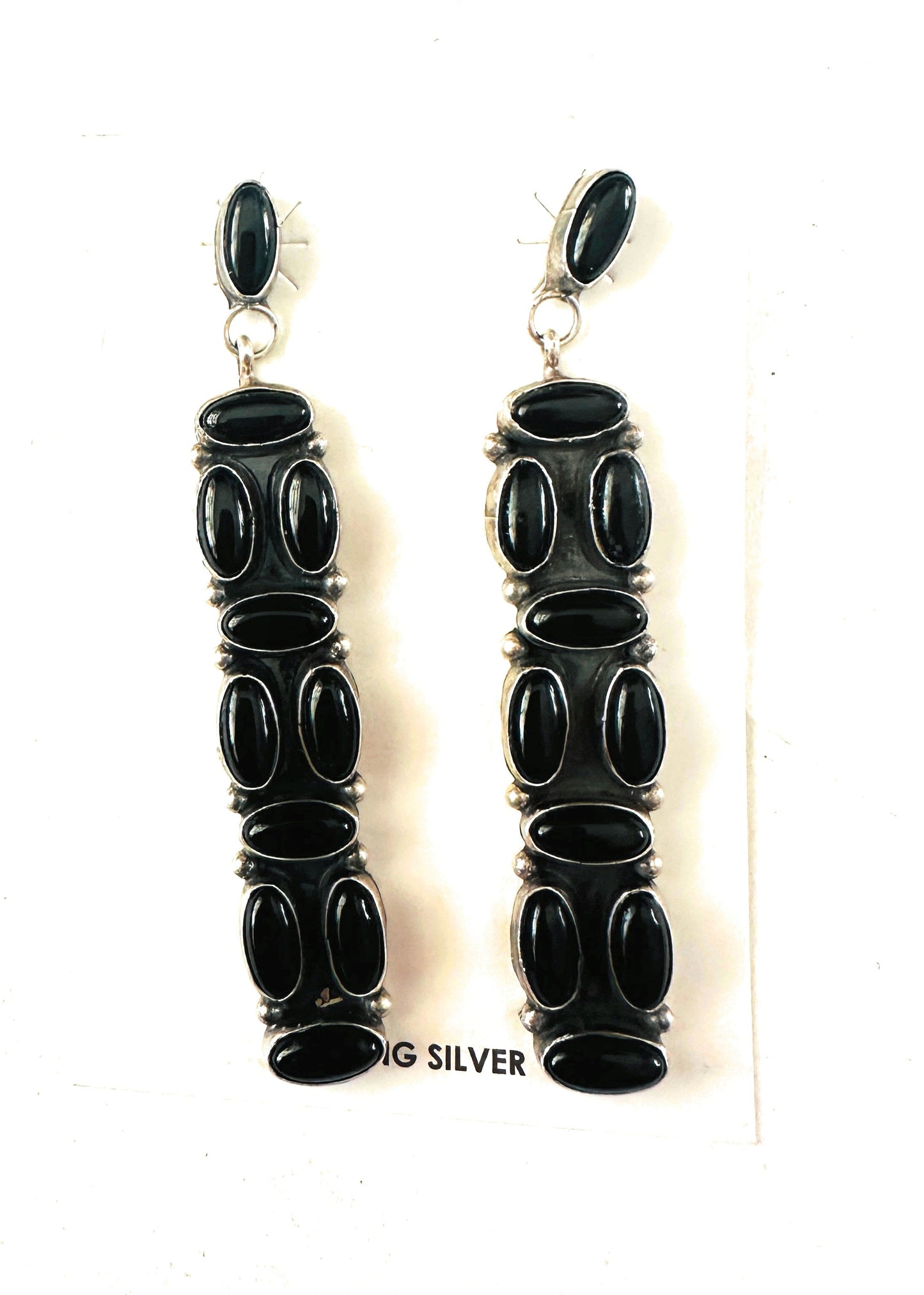 Handcrafted Black Onyx & Sterling Silver Dangle Earrings by Jacqueline Silver