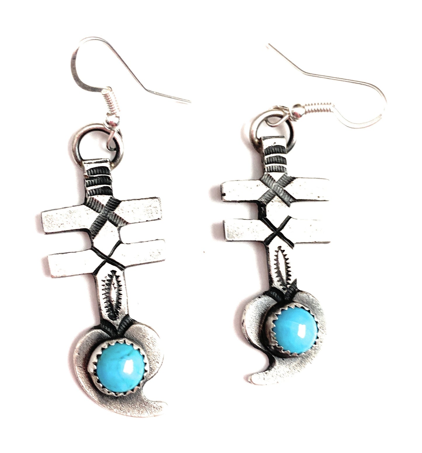 Handcrafted Turquoise & Sterling Silver Dangle Earrings By Kevin Billah