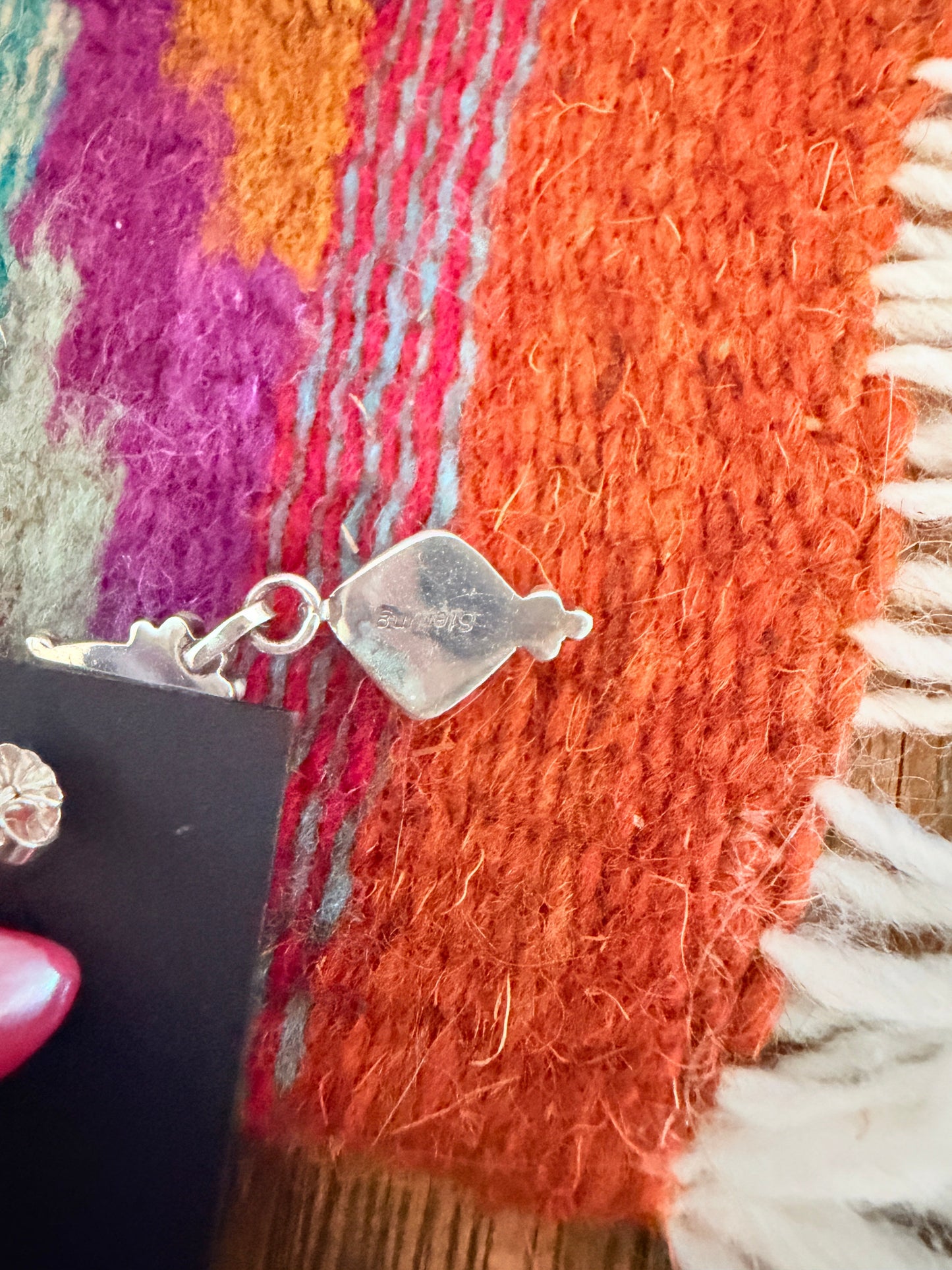 Handcrafted Lapis, Coral & Sterling Silver Dangle Earrings