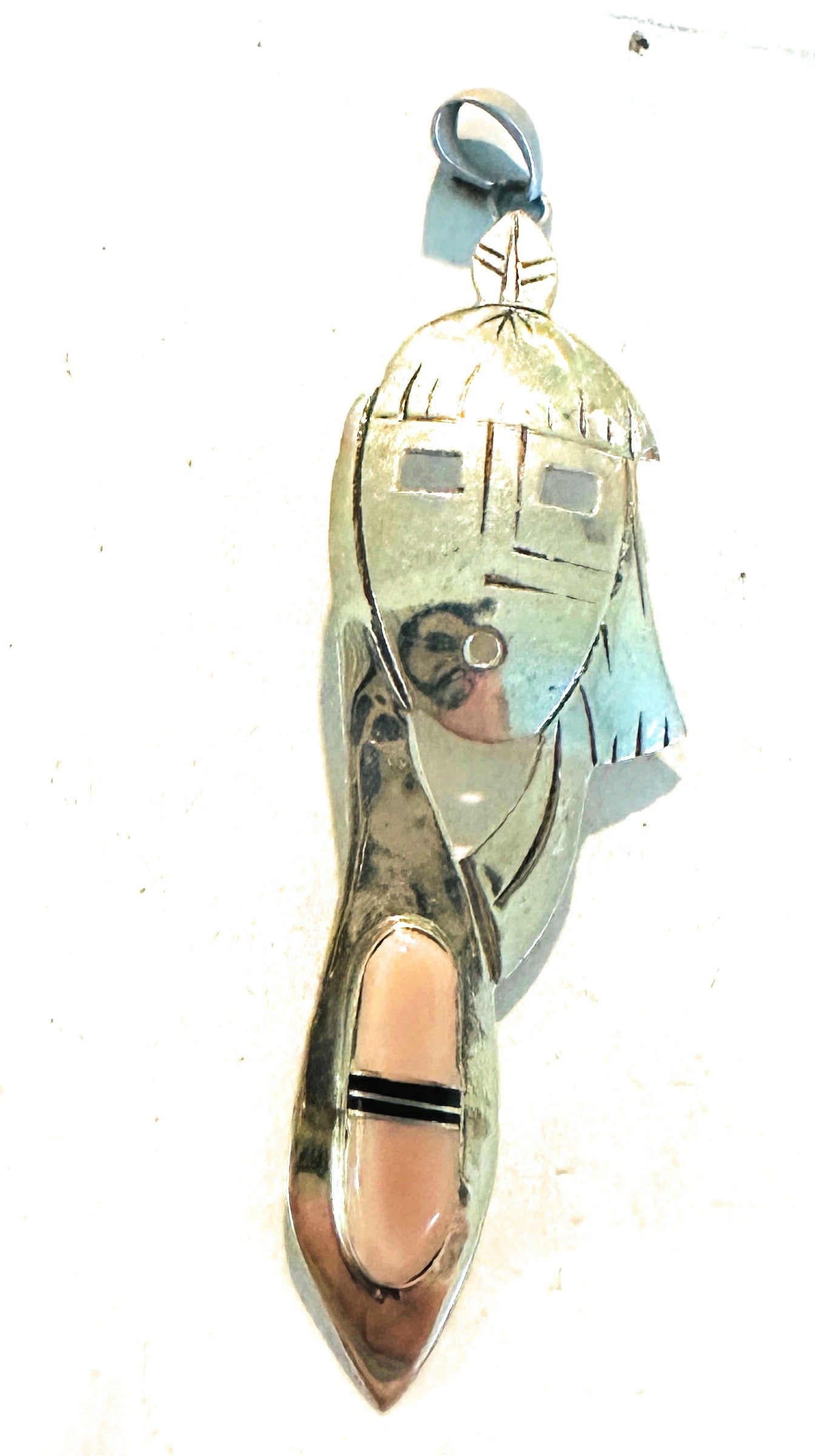 Handcrafted Sterling Silver & Mother of Pearl Kachina Pendant