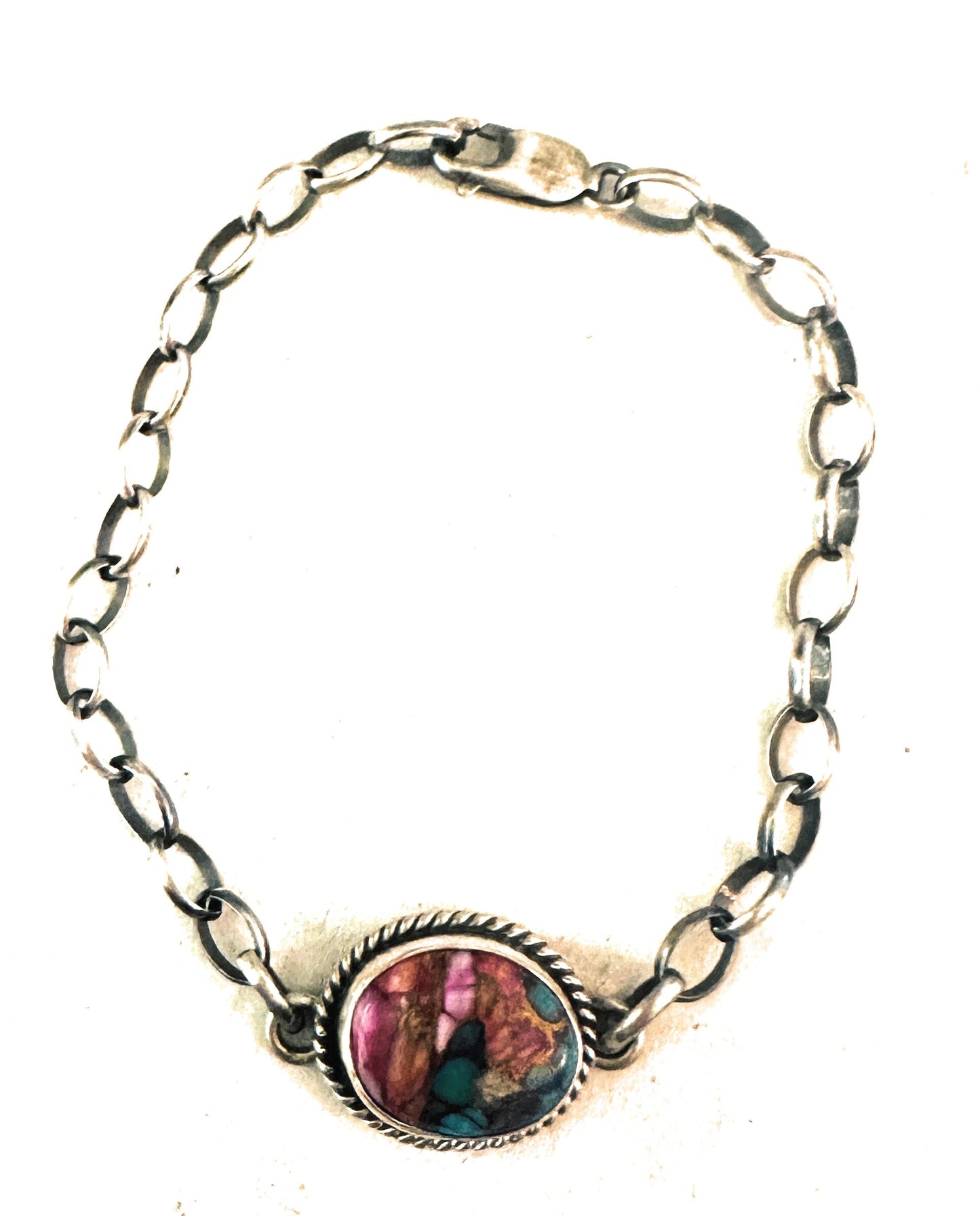 Handcrafted Pink Dream Mojave & Sterling Silver Link Bracelet