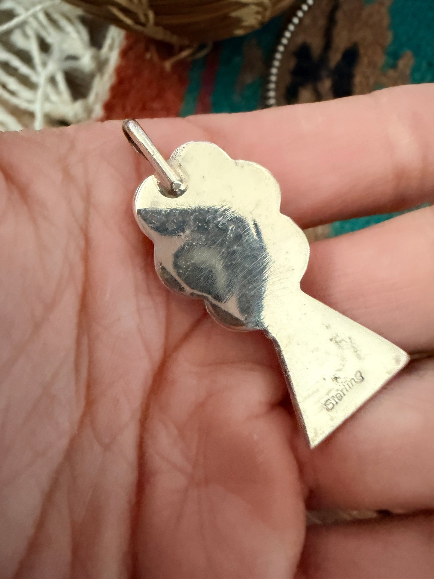 Handcrafted Sterling Silver & Blue Opal Blossom Pendant by Joseph Martinez