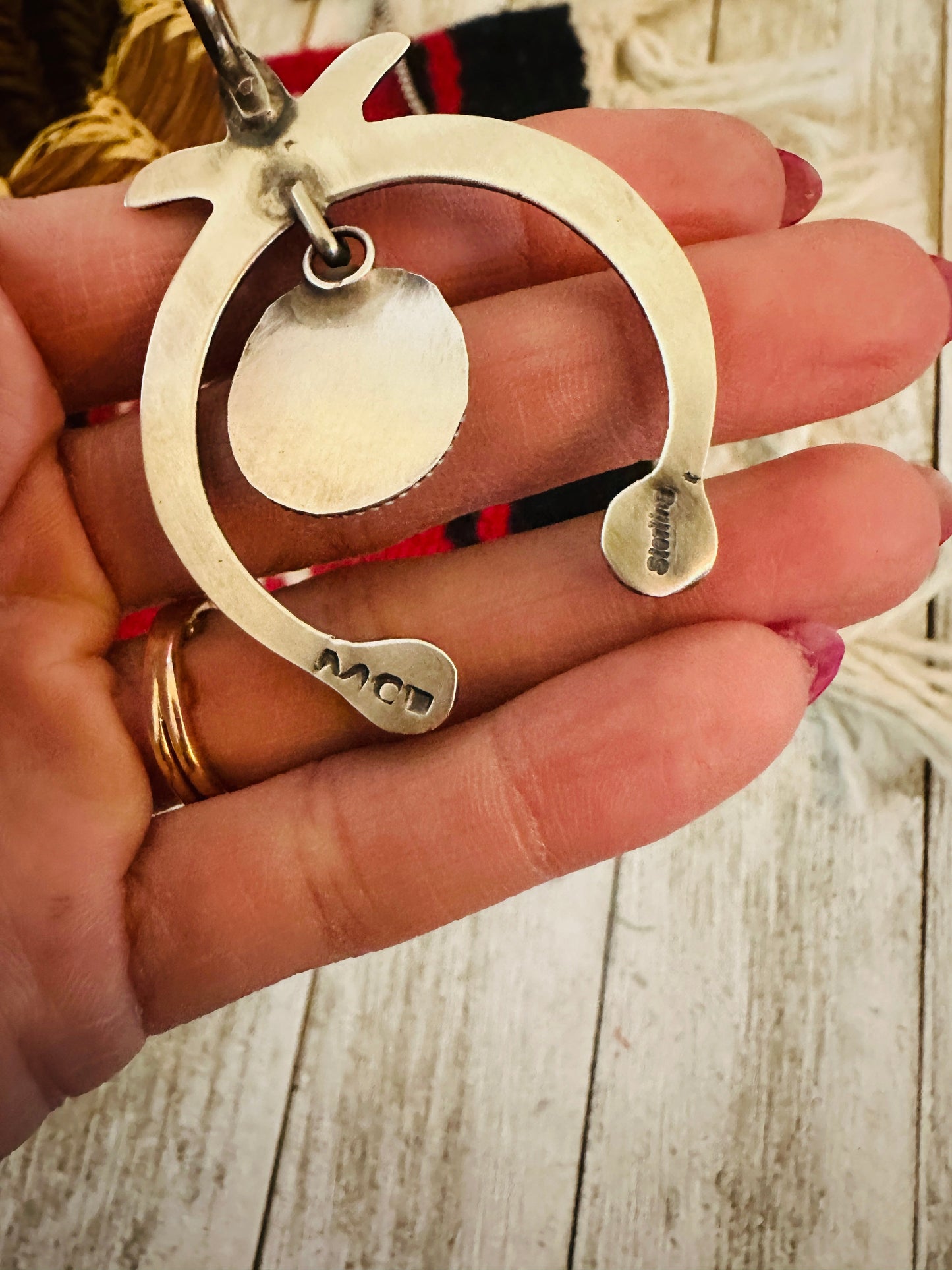 Handcrafted Sterling Silver & Turquoise Naja Pendant by Martha Cayatineto