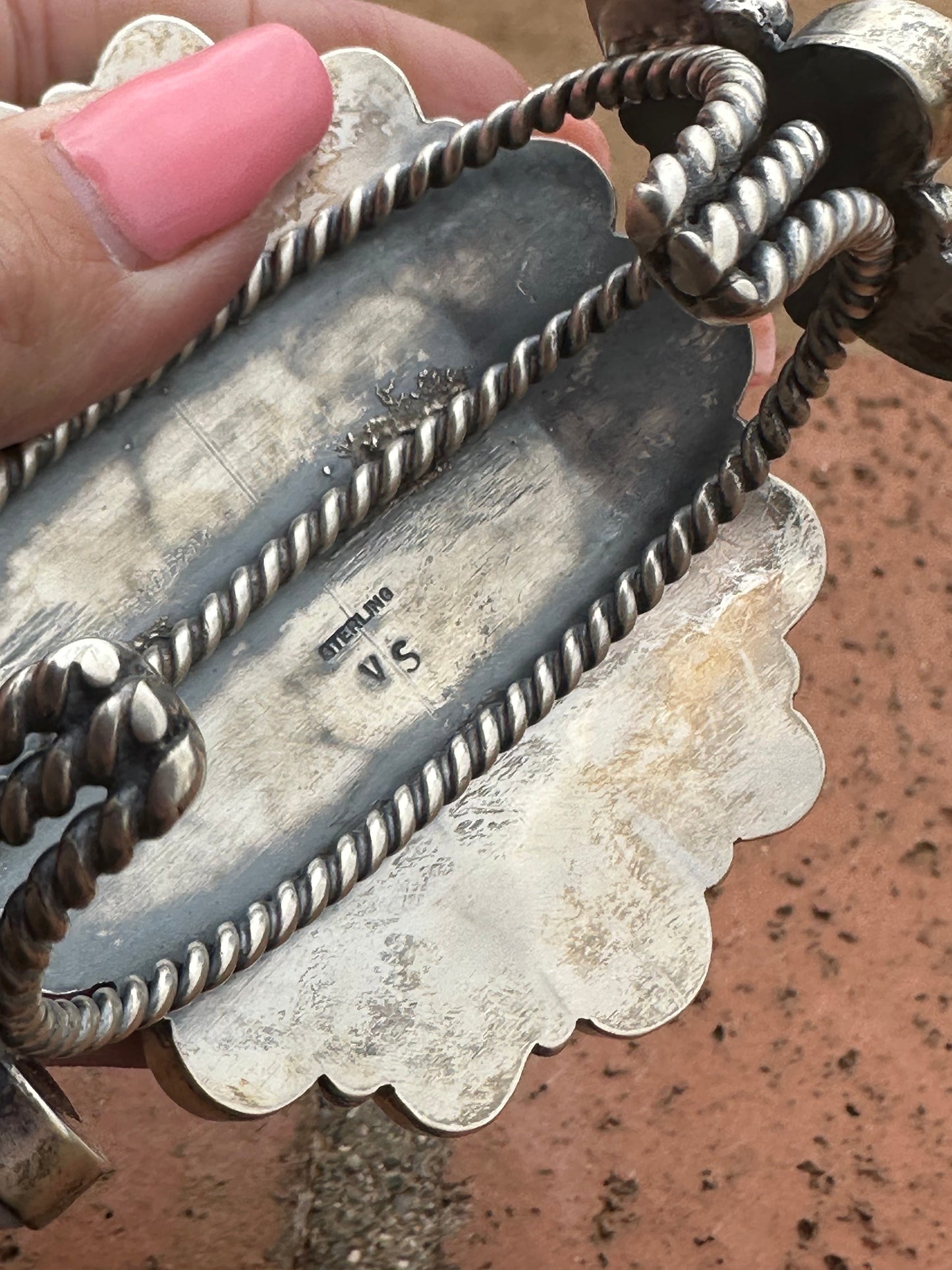 Handcrafted White Buffalo & Sterling Silver Cluster Cuff Bracelet